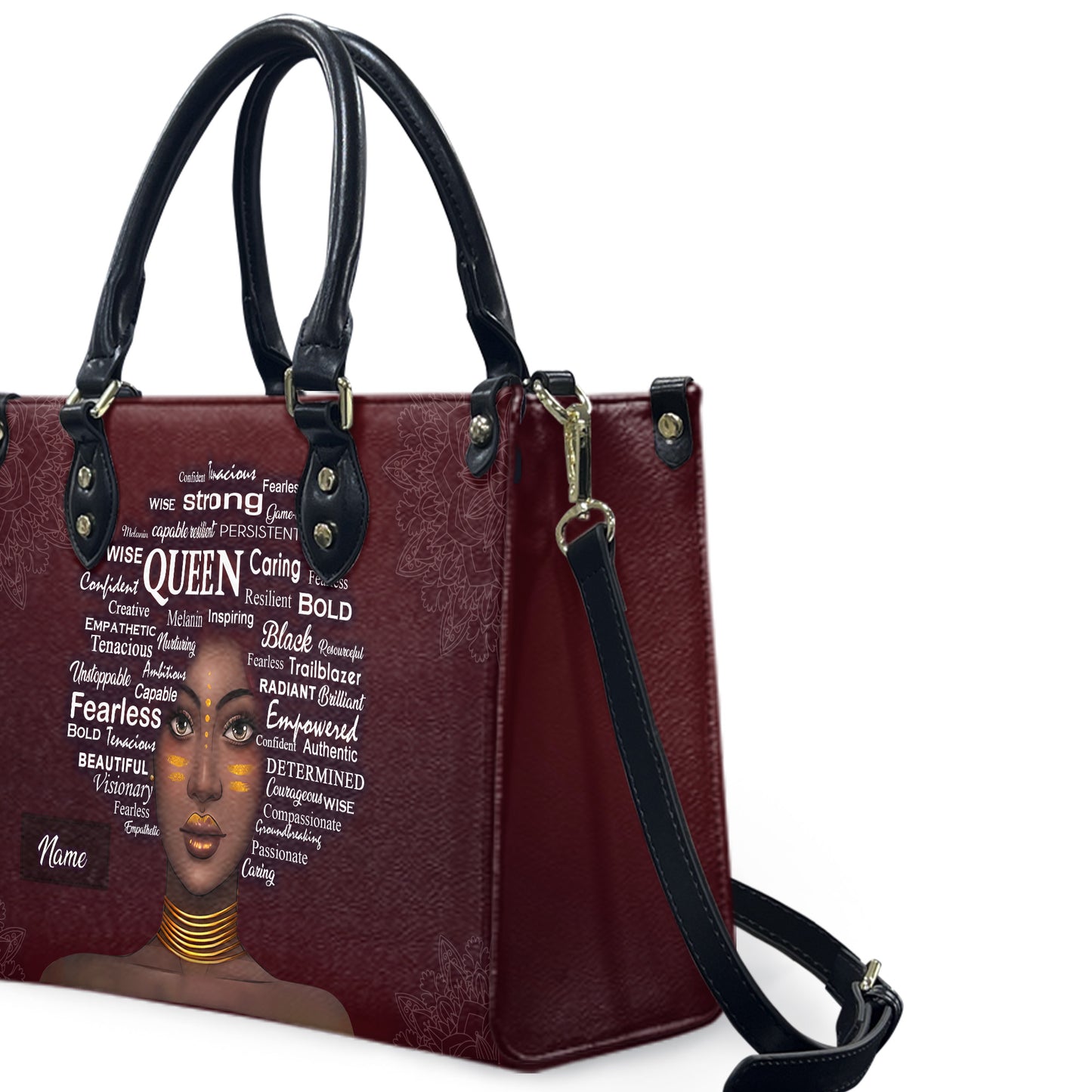 Queen (Maroon) - Personalized Leather Handbag QU1-Ha