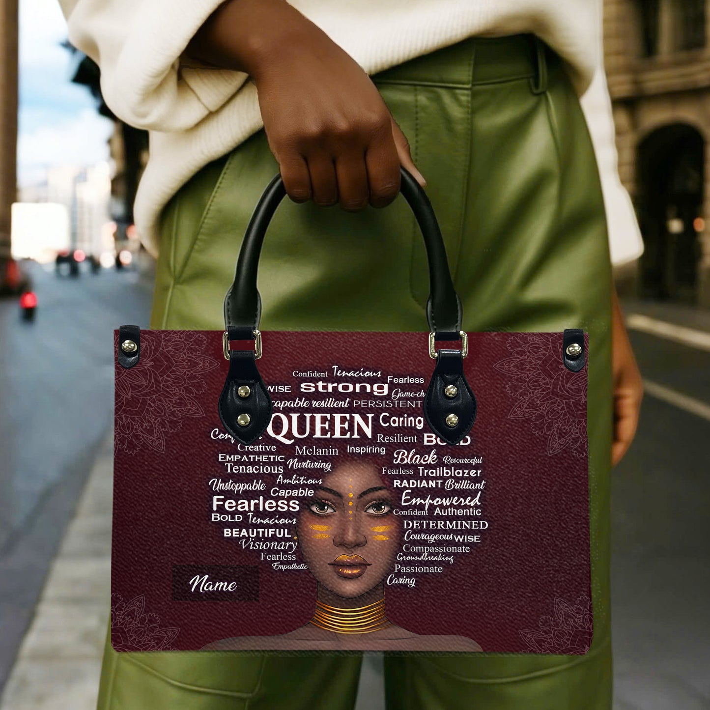 Queen (Maroon) - Personalized Leather Handbag YA1-Ha