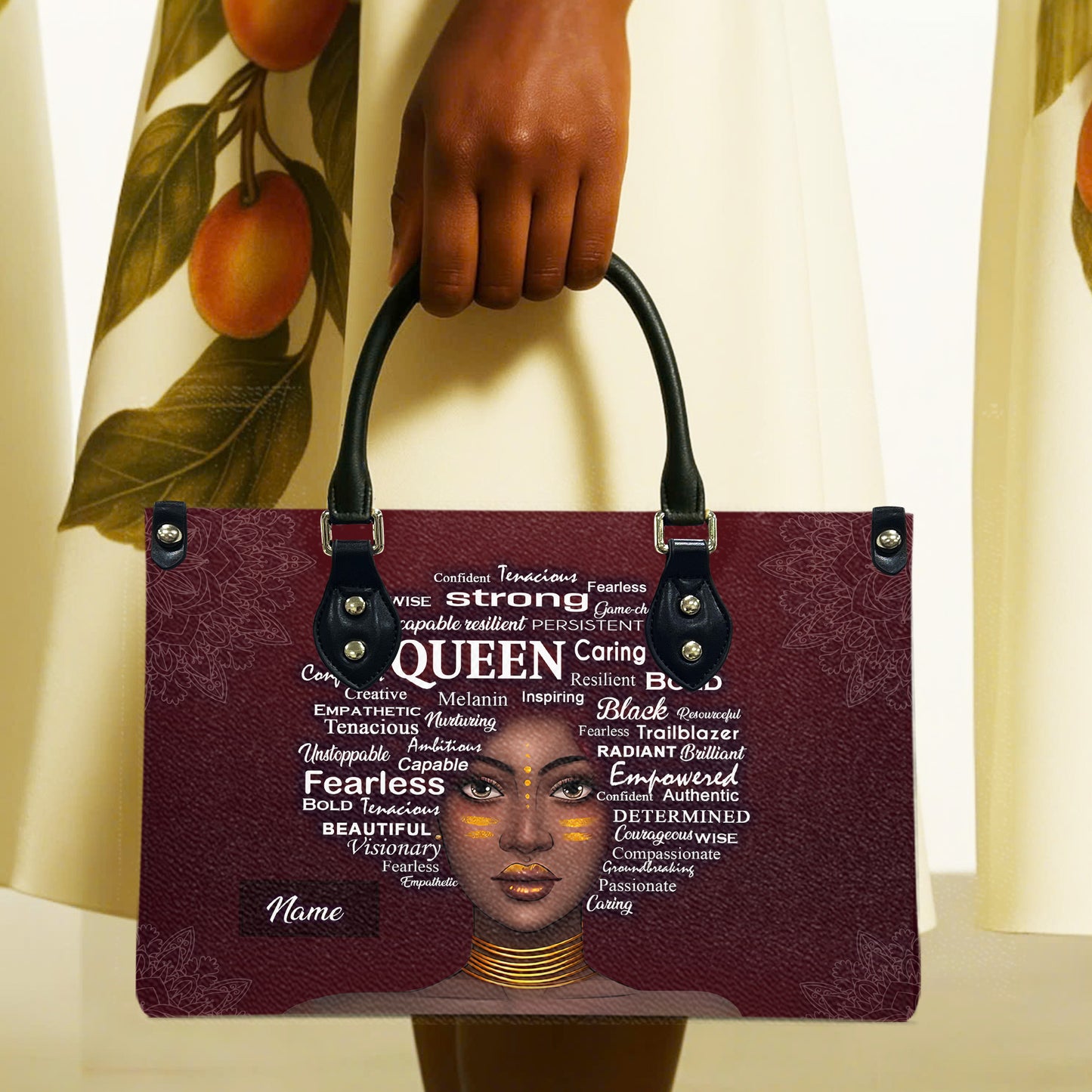 Queen (Maroon) - Personalized Leather Handbag YA1-Ha