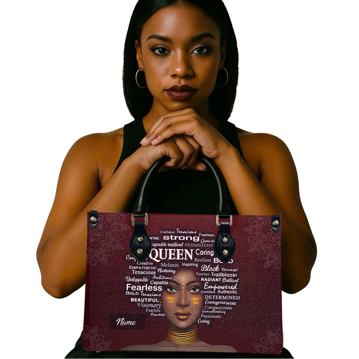 Queen (Maroon) - Personalized Leather Handbag YA1-Ha