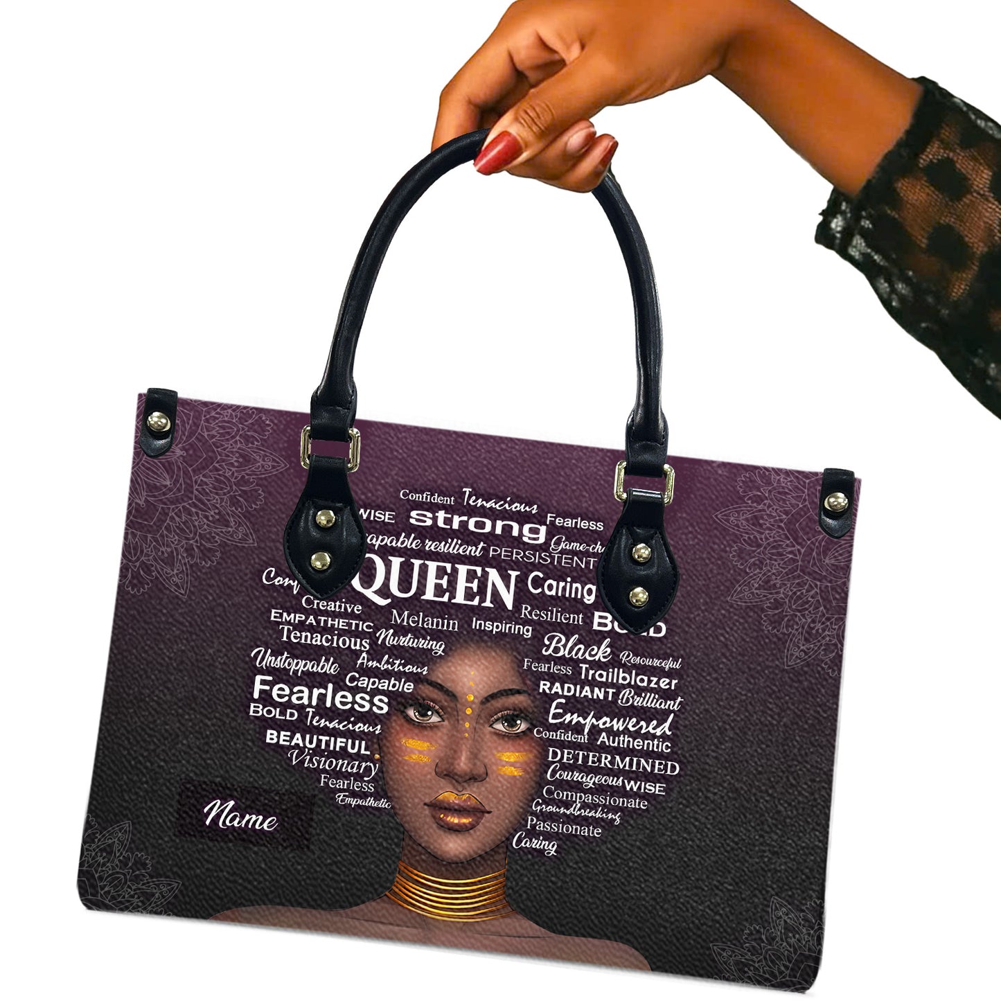 Queen (Purple) - Personalized Leather Handbag YA1-Ha