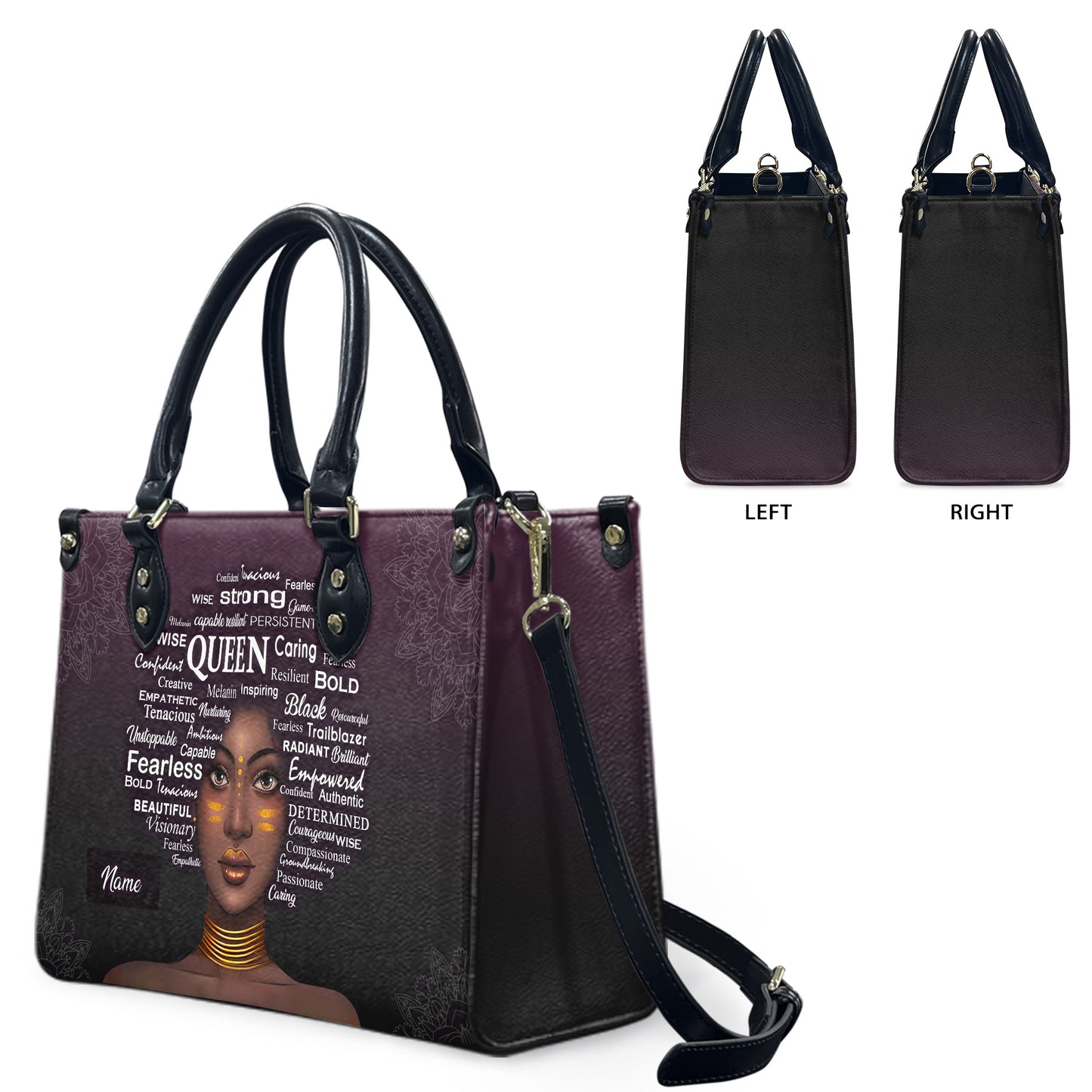 Queen (Purple) - Personalized Leather Handbag YA1-Ha