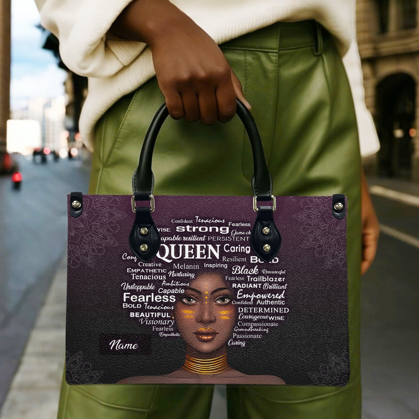 Queen (Purple) - Personalized Leather Handbag YA1-Ha