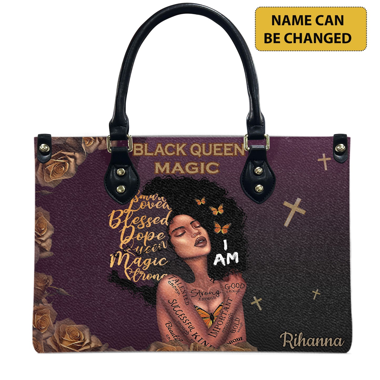 Queen (Purple) - Personalized Leather Handbag YA2-Ha