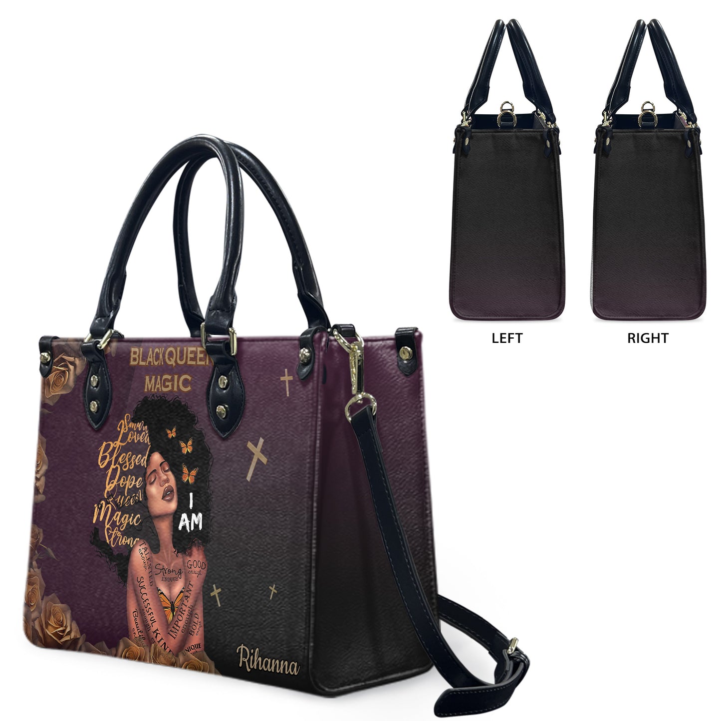 Queen (Purple) - Personalized Leather Handbag YA2-Ha