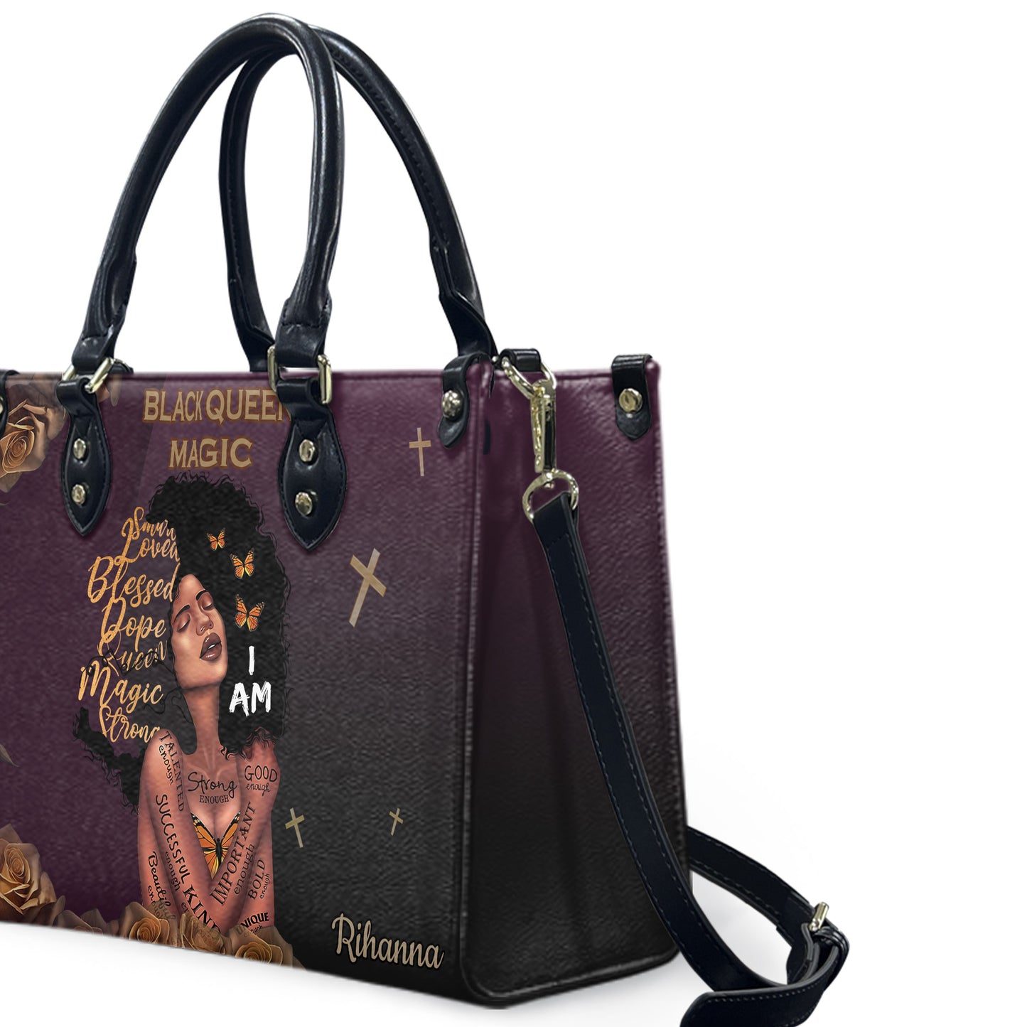 Queen (Purple) - Personalized Leather Handbag YA2-Ha