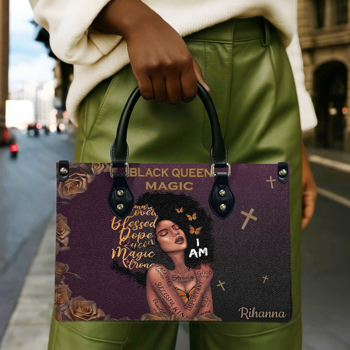 Queen (Purple) - Personalized Leather Handbag YA2-Ha