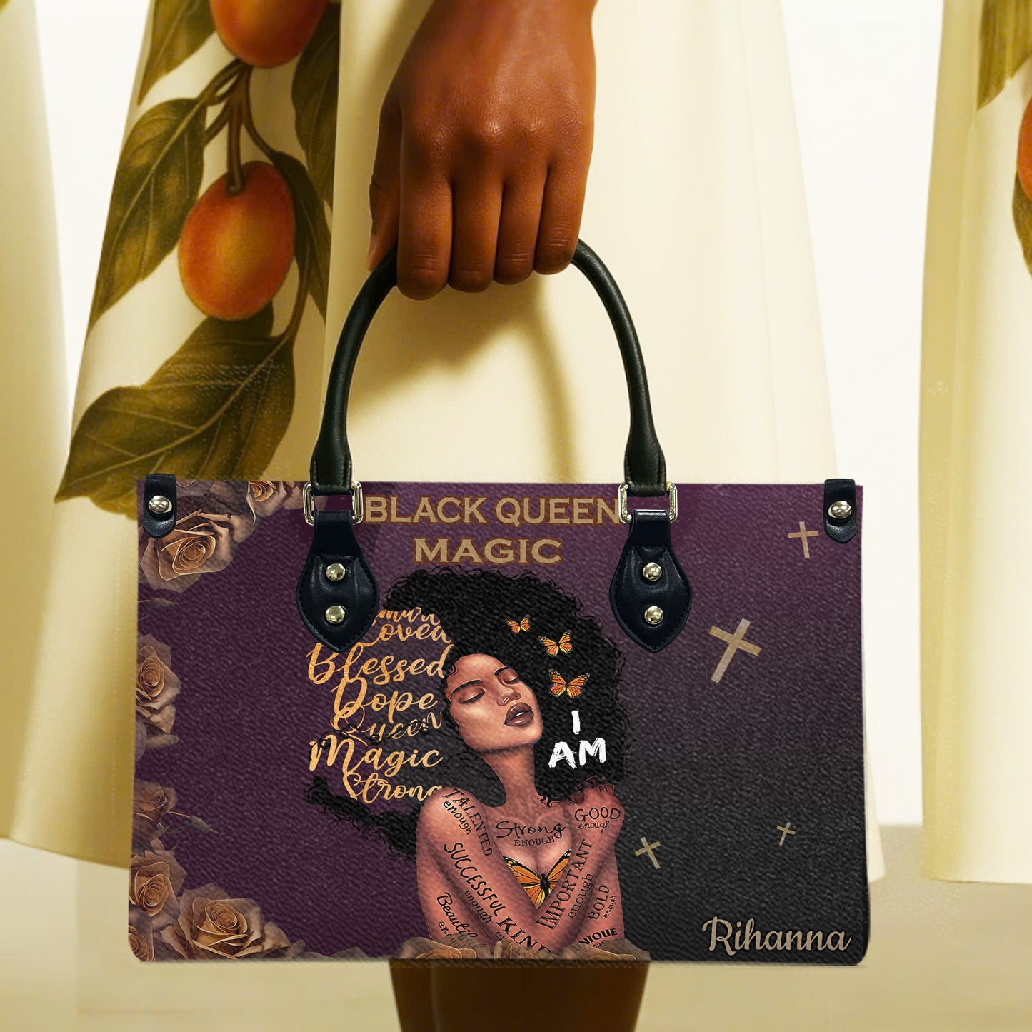 Queen (Purple) - Personalized Leather Handbag YA2-Ha