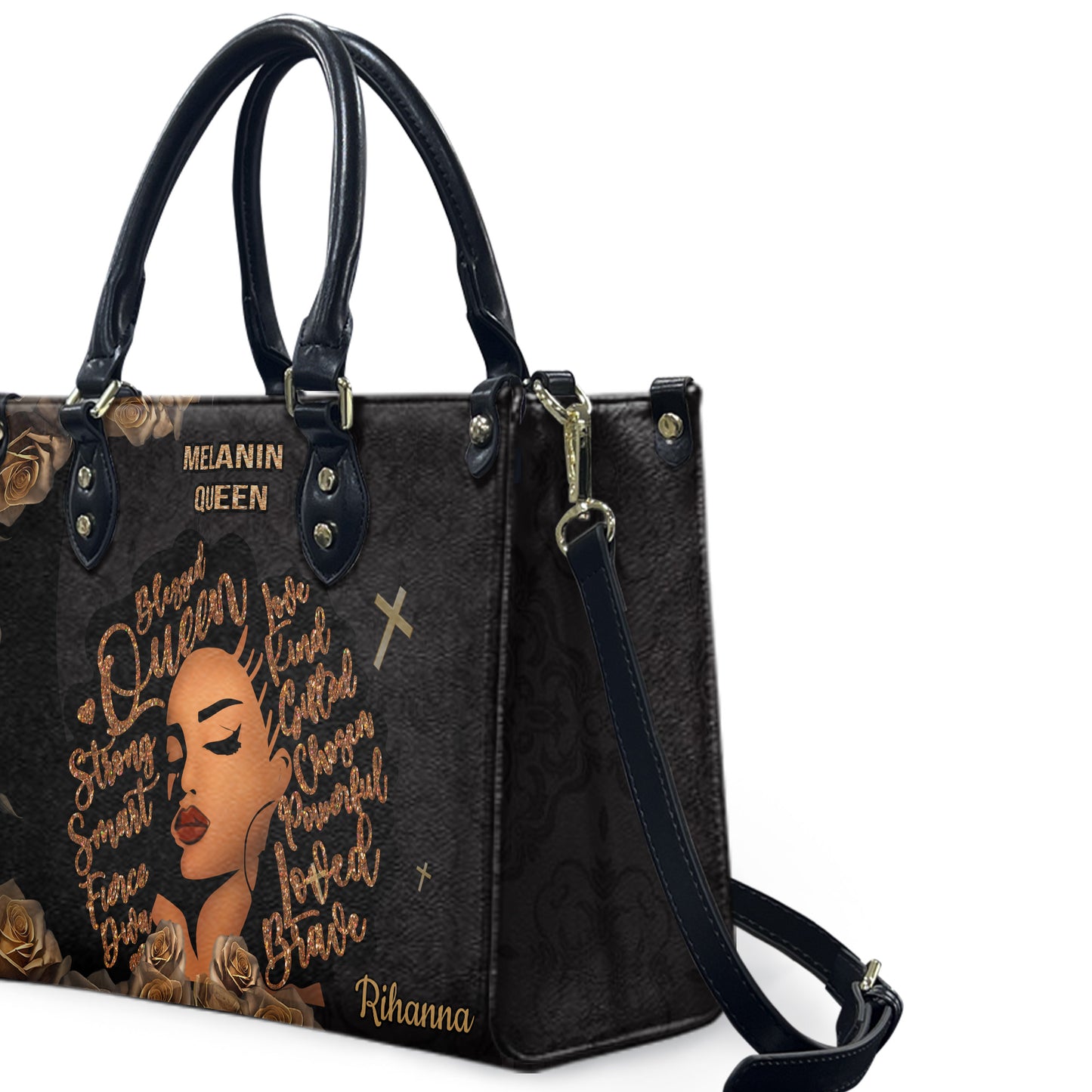 Queen (Black Mandala) - Personalized Leather Handbag YA3-Ha
