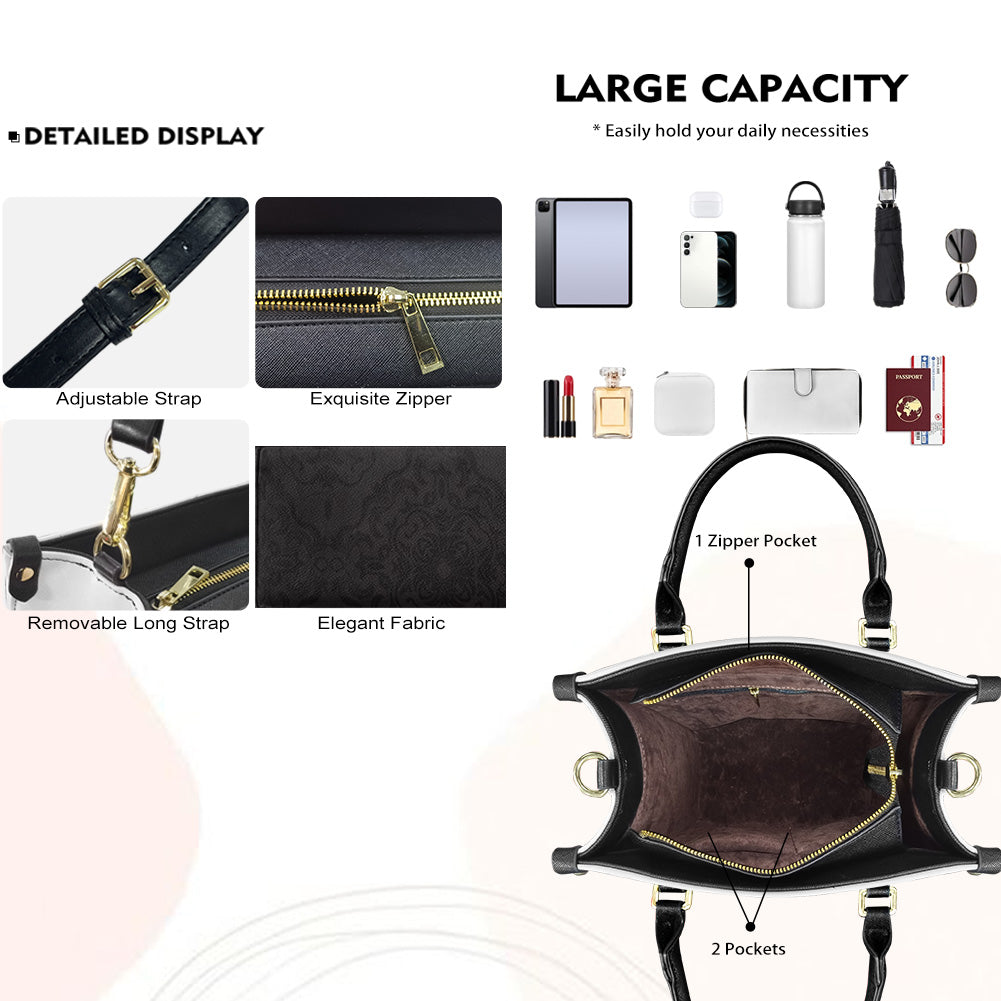 Queen (Black Mandala) - Personalized Leather Handbag YA3-Ha