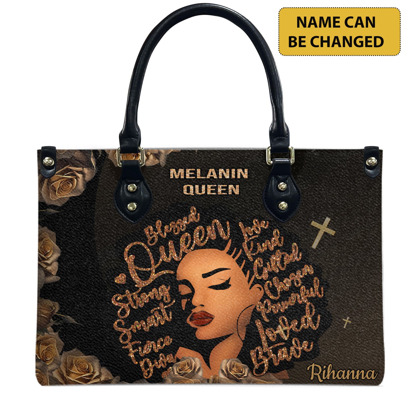 Queen (Dark Brown) - Personalized Leather Handbag YA3-Ha