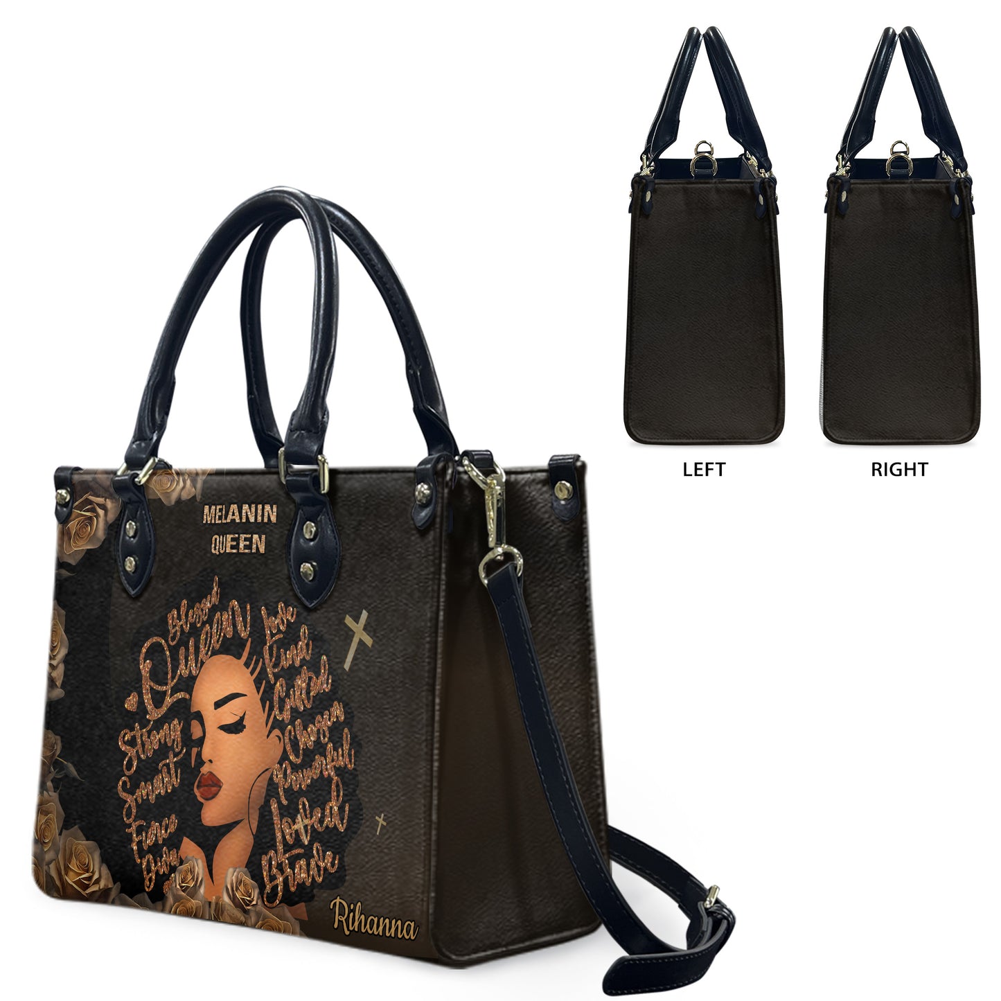Queen (Dark Brown) - Personalized Leather Handbag YA3-Ha