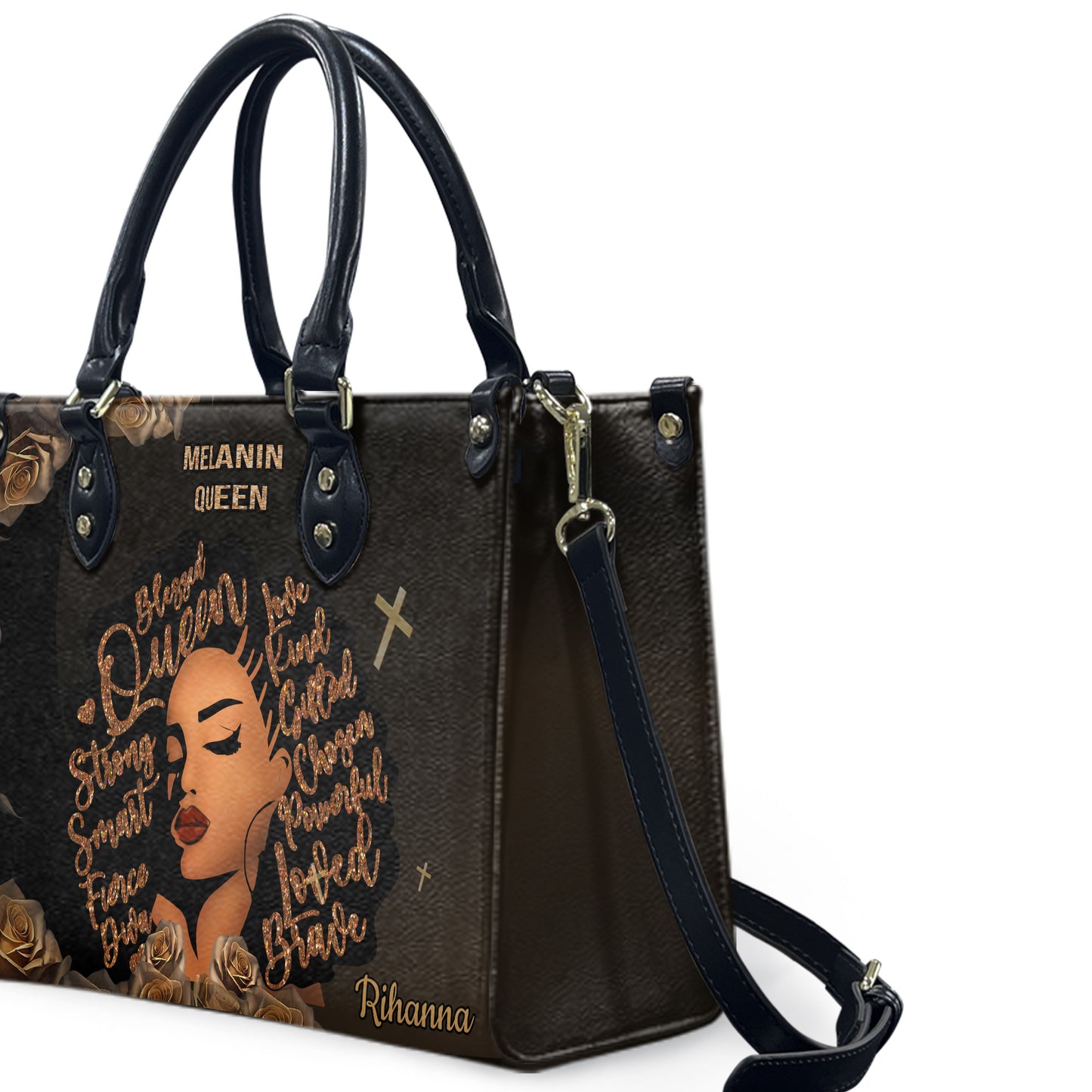 Queen (Dark Brown) - Personalized Leather Handbag YA3-Ha