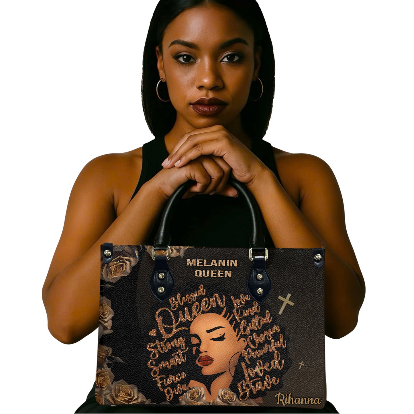 Queen (Dark Brown) - Personalized Leather Handbag YA3-Ha