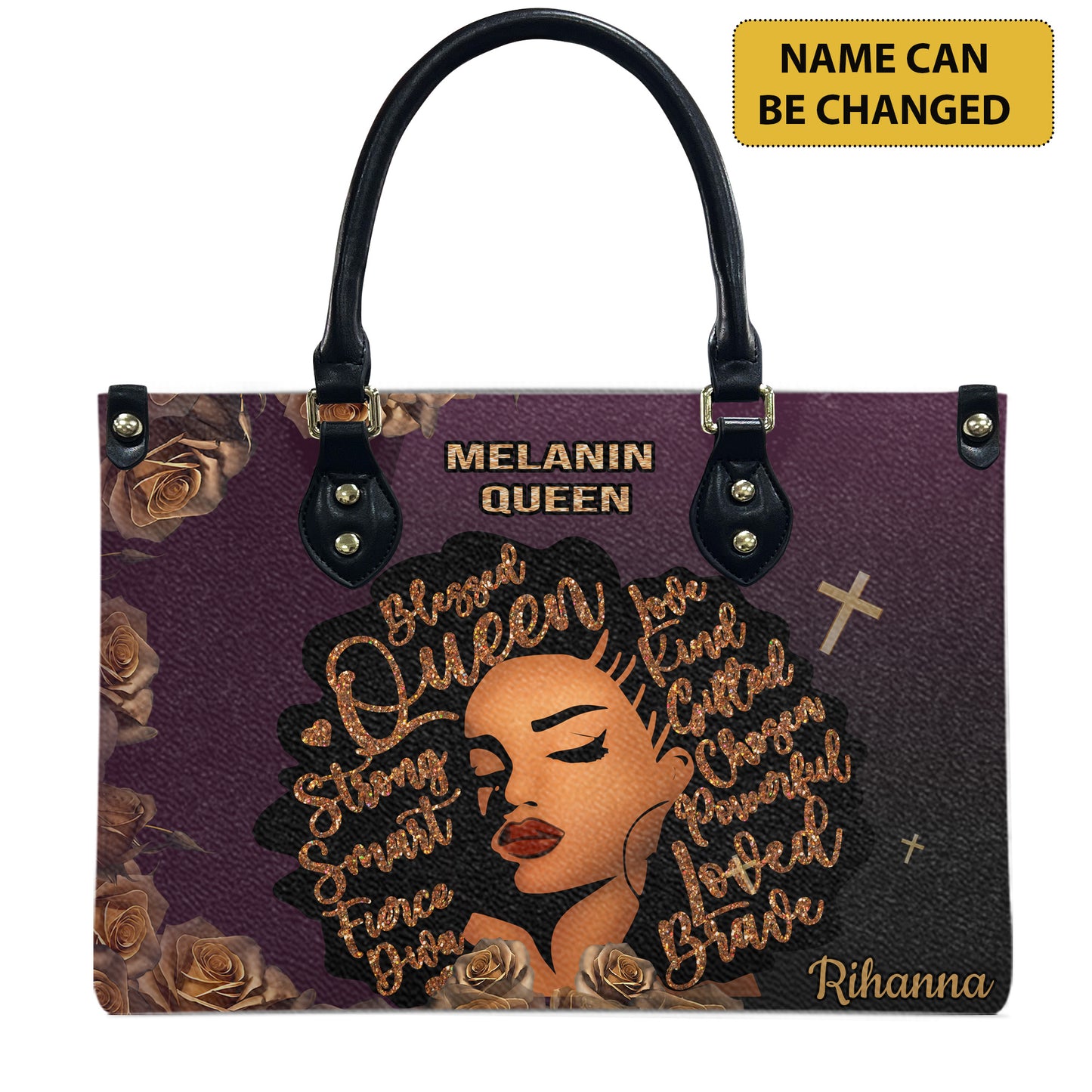 Queen (Purple) - Personalized Leather Handbag YA3-Ha