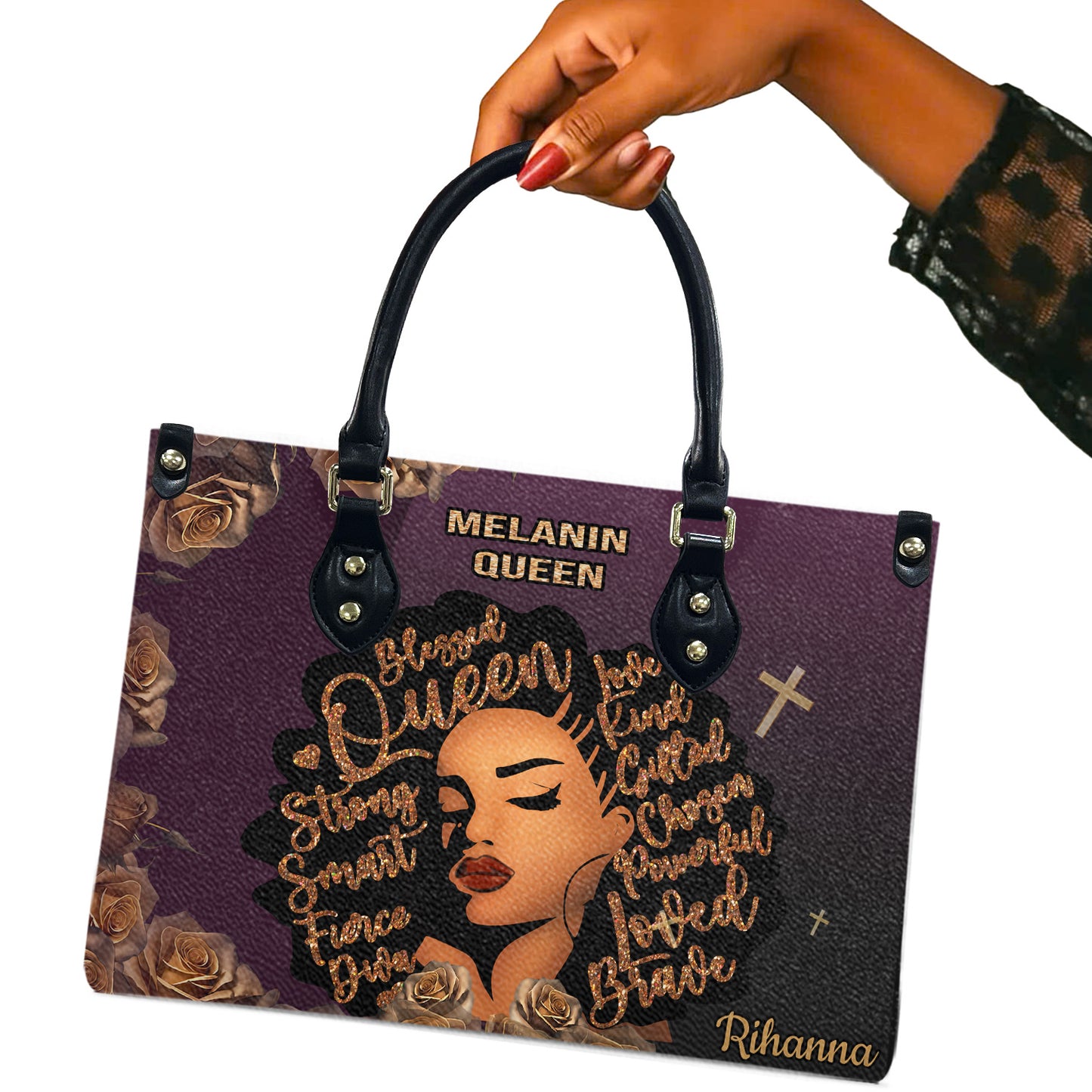 Queen (Purple) - Personalized Leather Handbag YA3-Ha