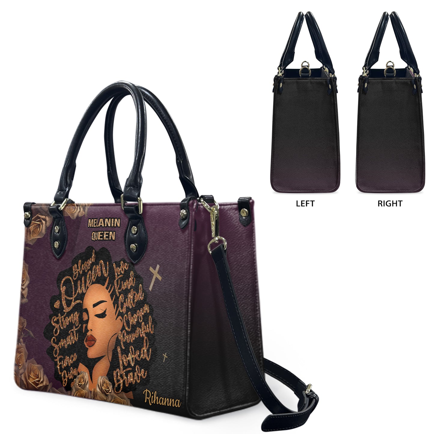 Queen (Purple) - Personalized Leather Handbag YA3-Ha