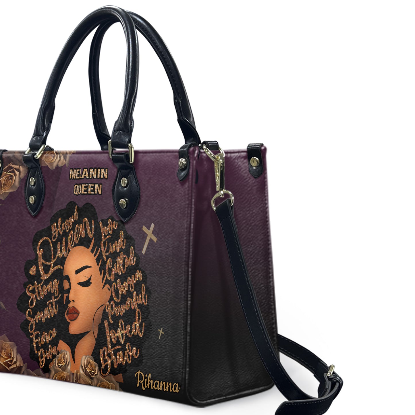 Queen (Purple) - Personalized Leather Handbag YA3-Ha