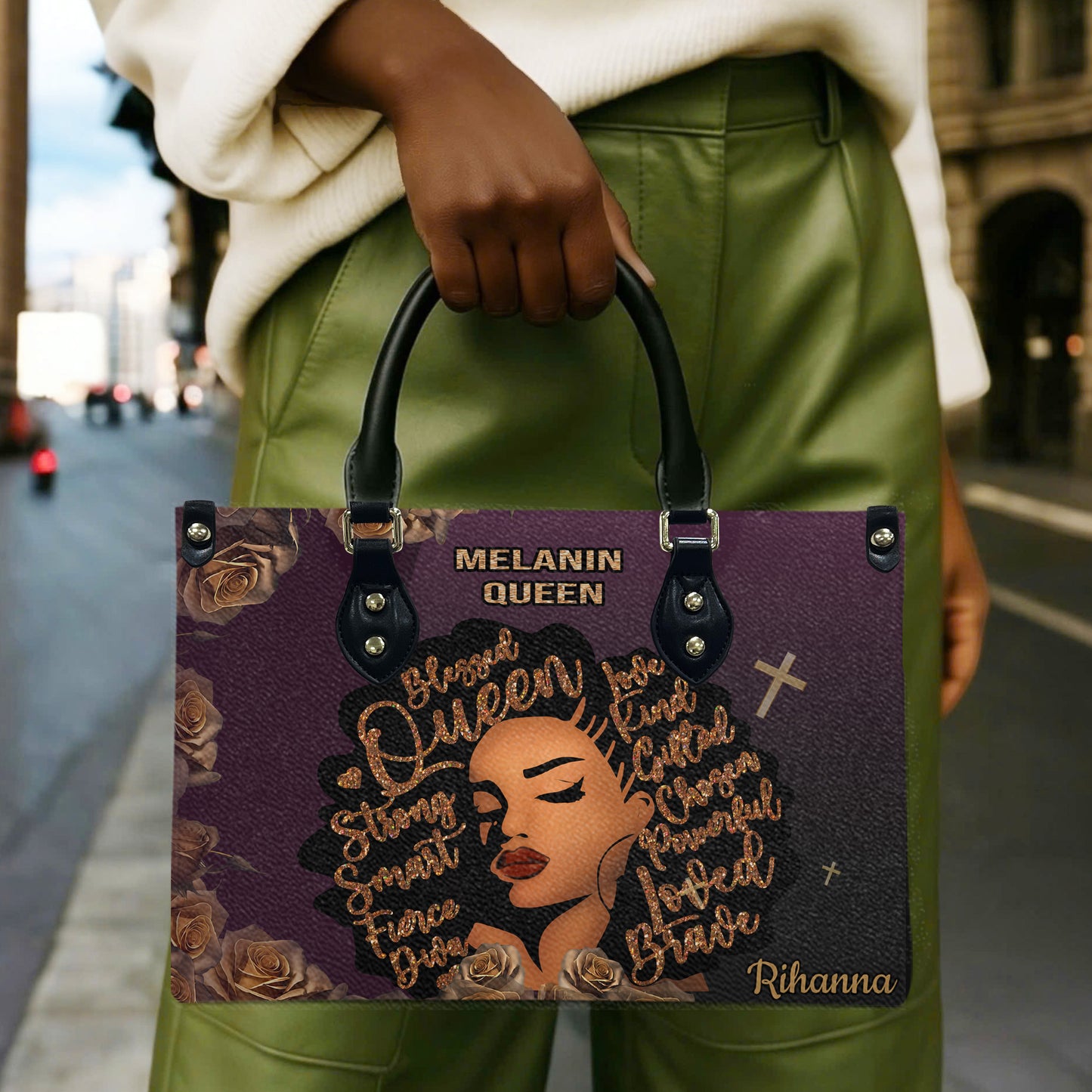 Queen (Purple) - Personalized Leather Handbag YA3-Ha