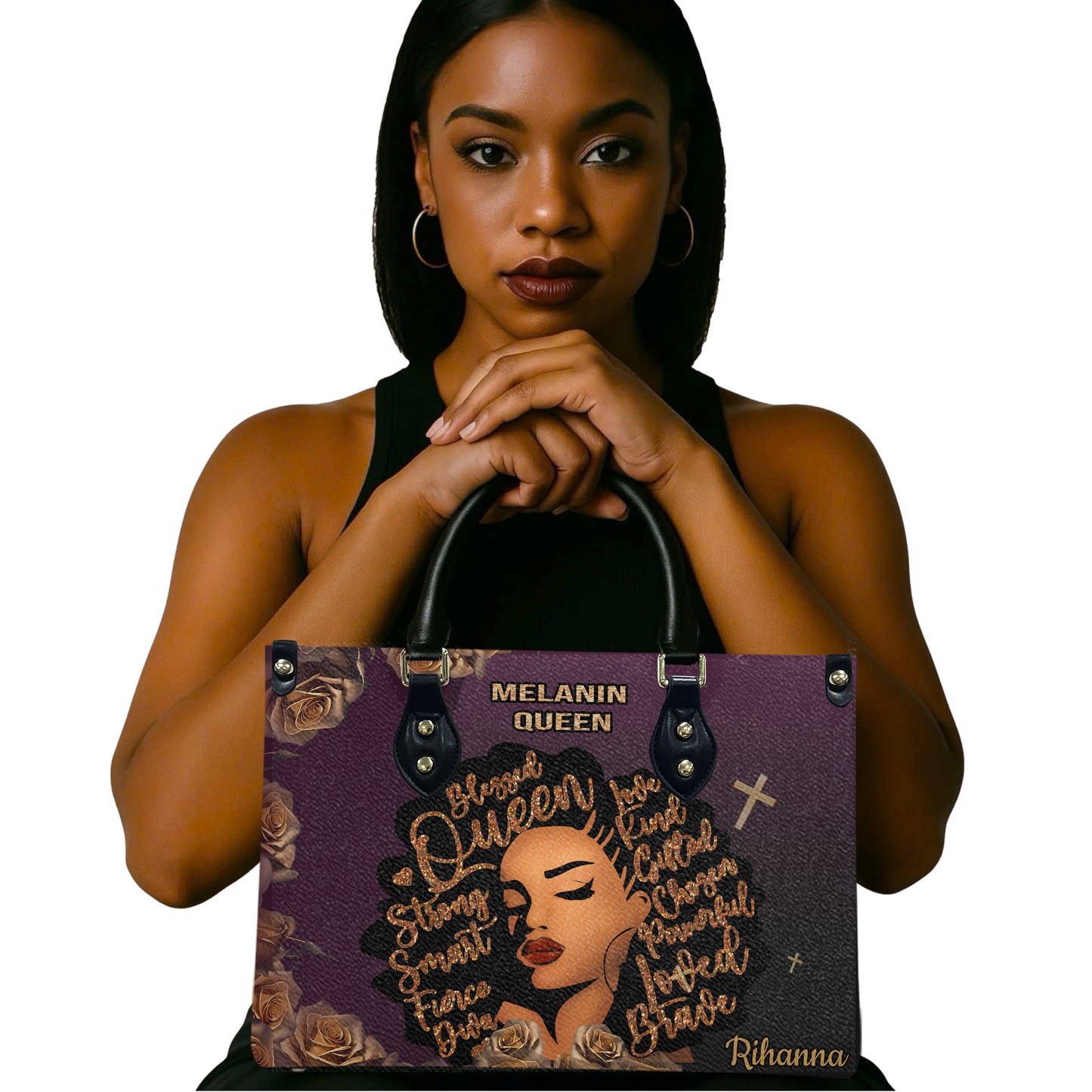 Queen (Purple) - Personalized Leather Handbag YA3-Ha
