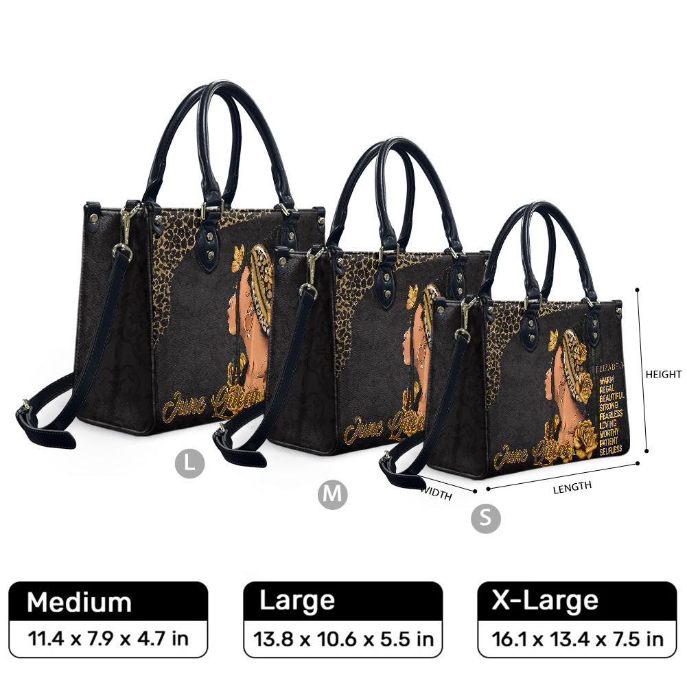 Queen (Black) - Personalized Leather Handbag YA4-Ha