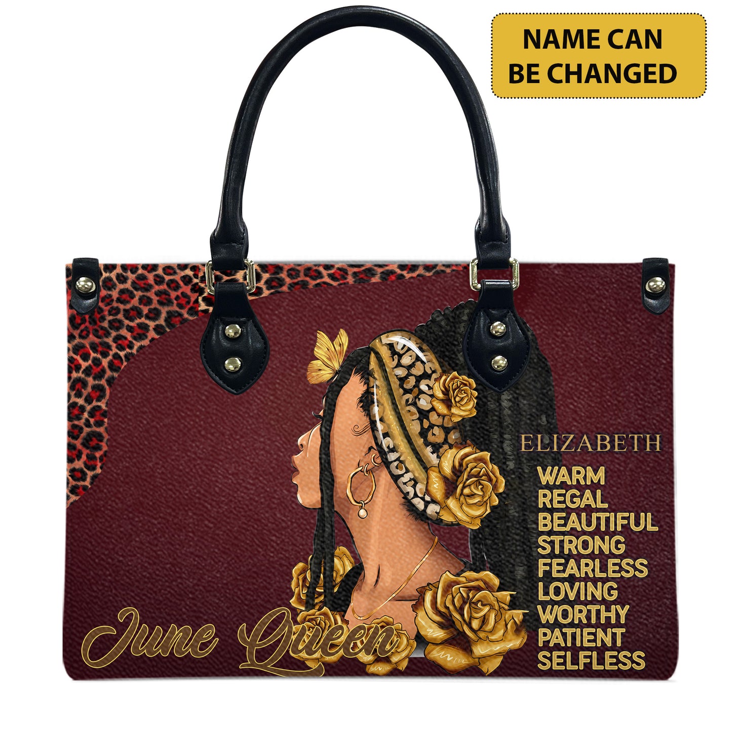 Queen (Maroon) - Personalized Leather Handbag YA4-Ha