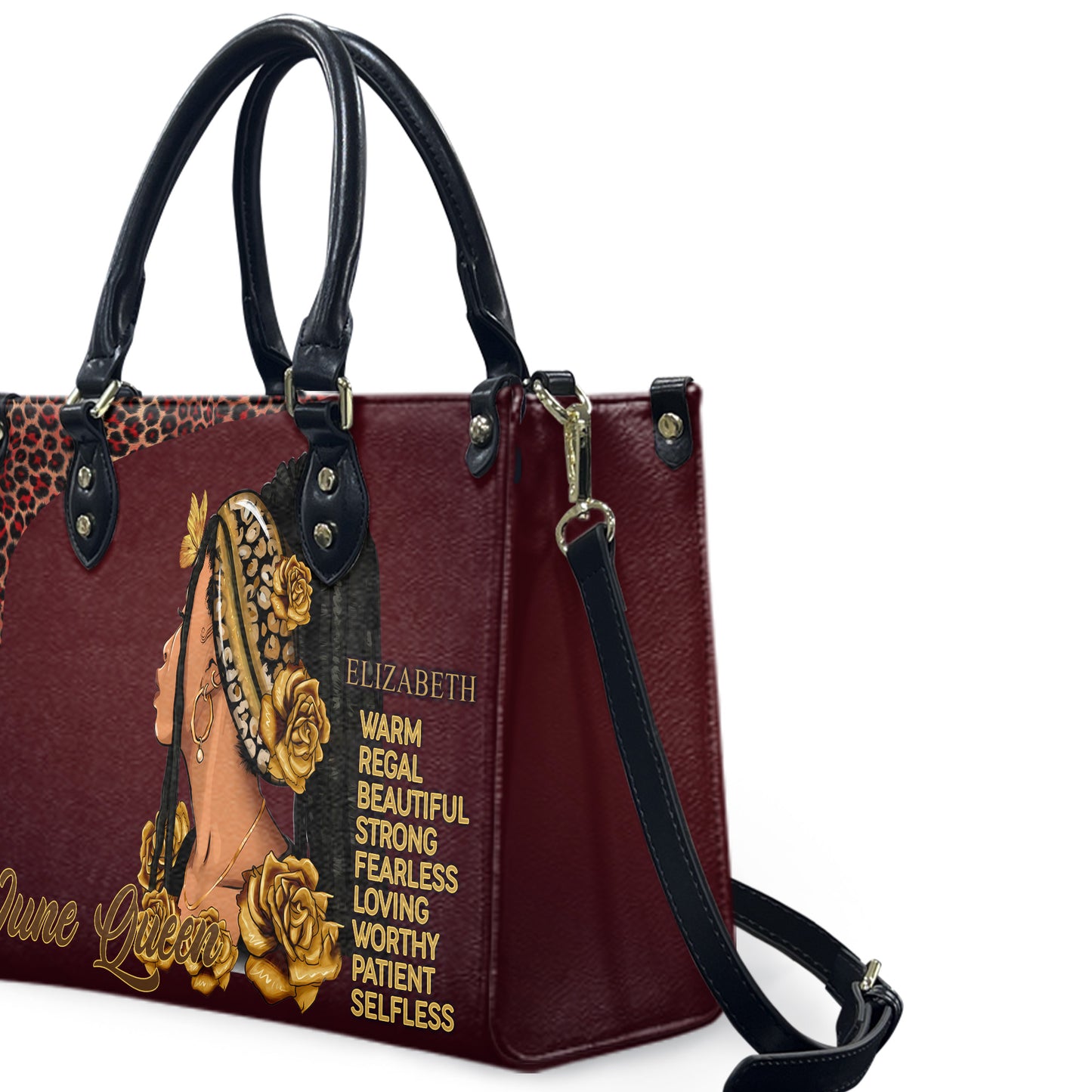 Queen (Maroon) - Personalized Leather Handbag YA4-Ha