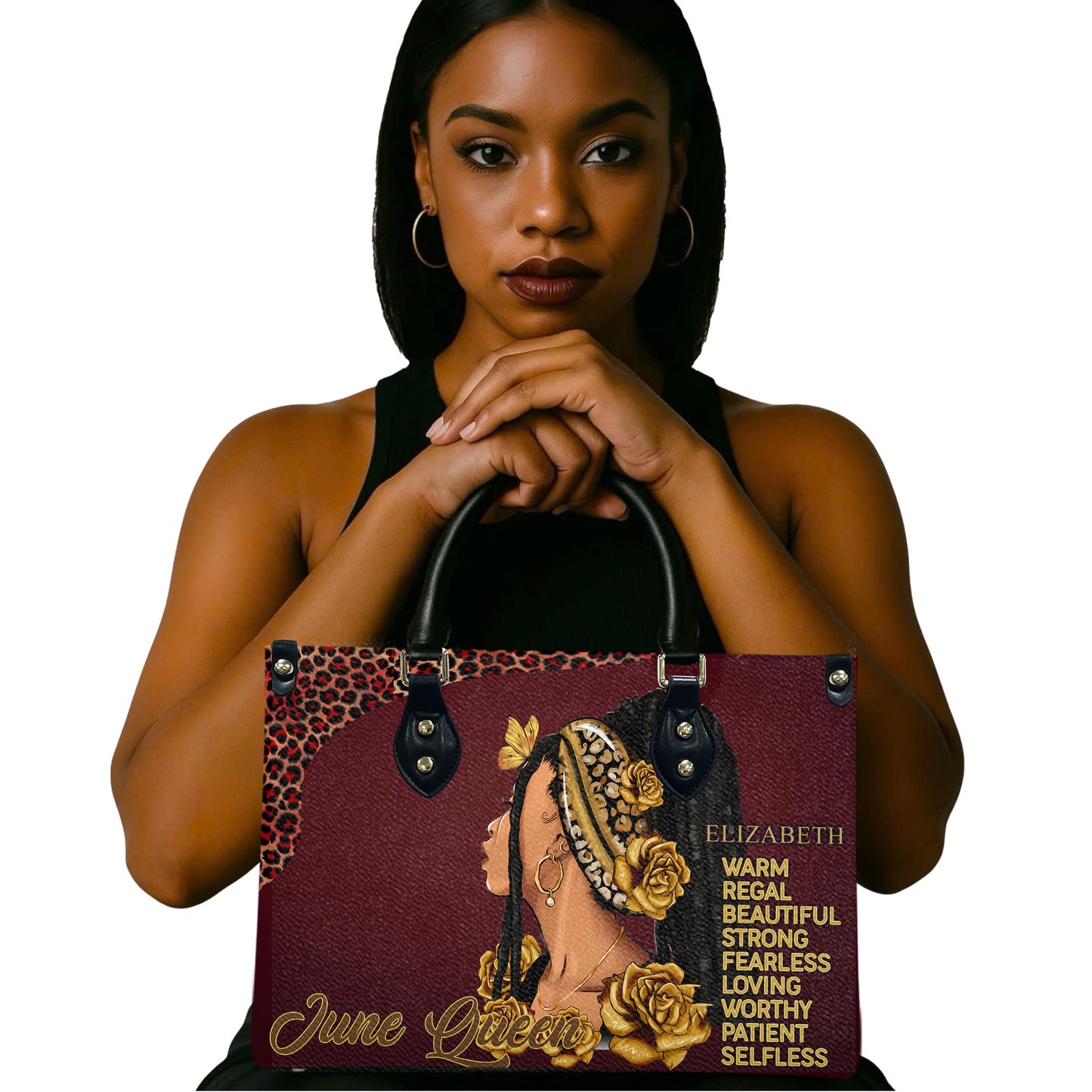 Queen (Maroon) - Personalized Leather Handbag YA4-Ha