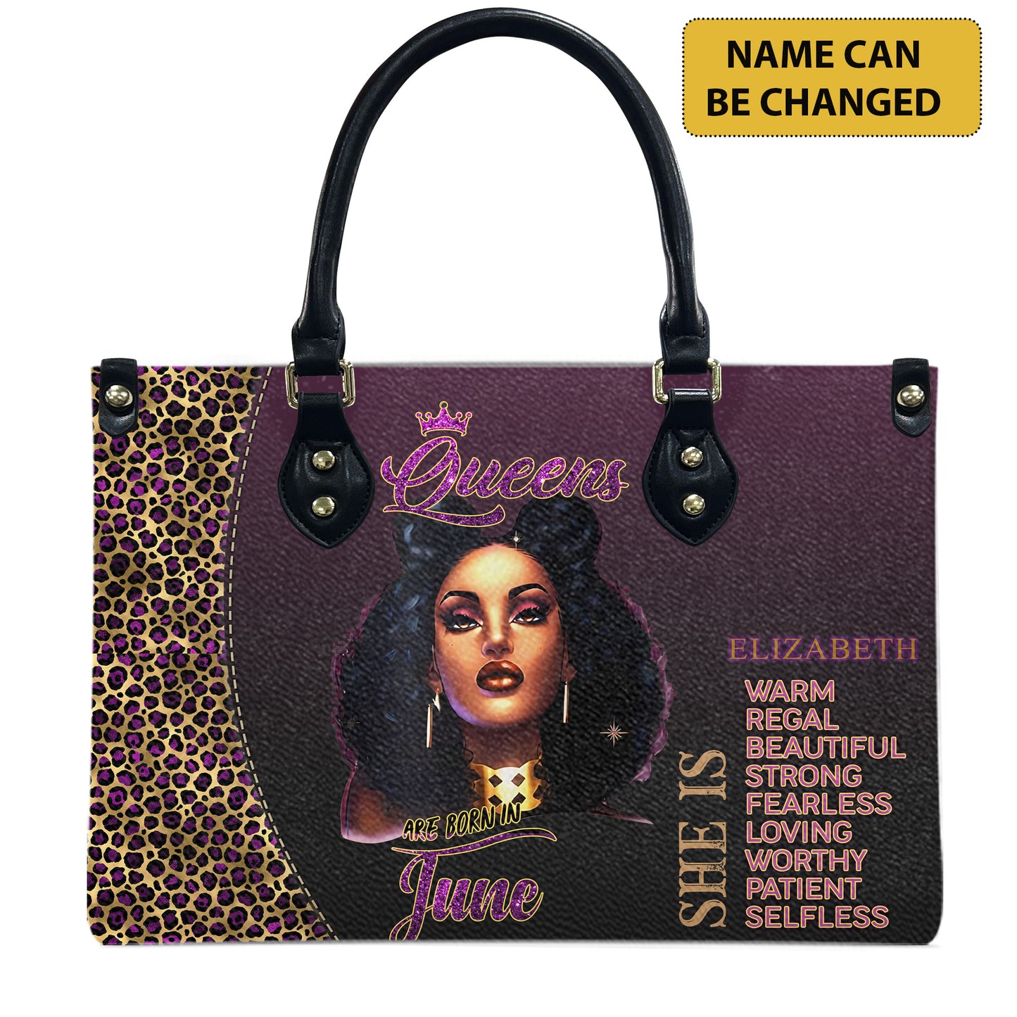 Queen (Purple) - Personalized Leather Handbag YA4-Ha