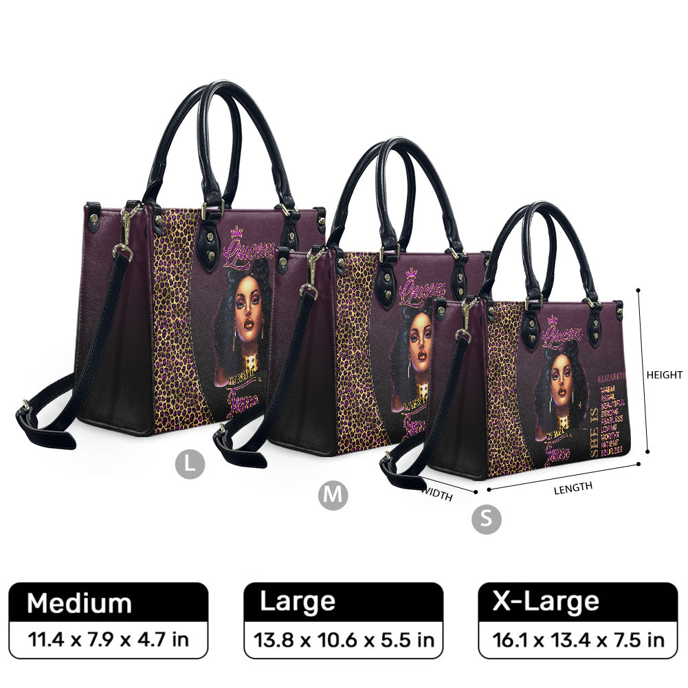 Queen (Purple) - Personalized Leather Handbag YA4-Ha
