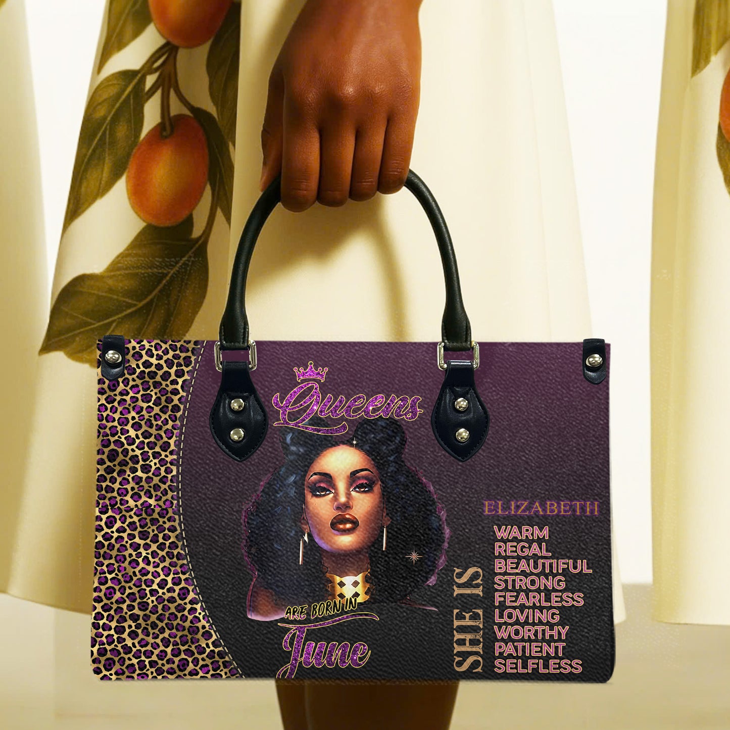 Queen (Purple) - Personalized Leather Handbag YA4-Ha