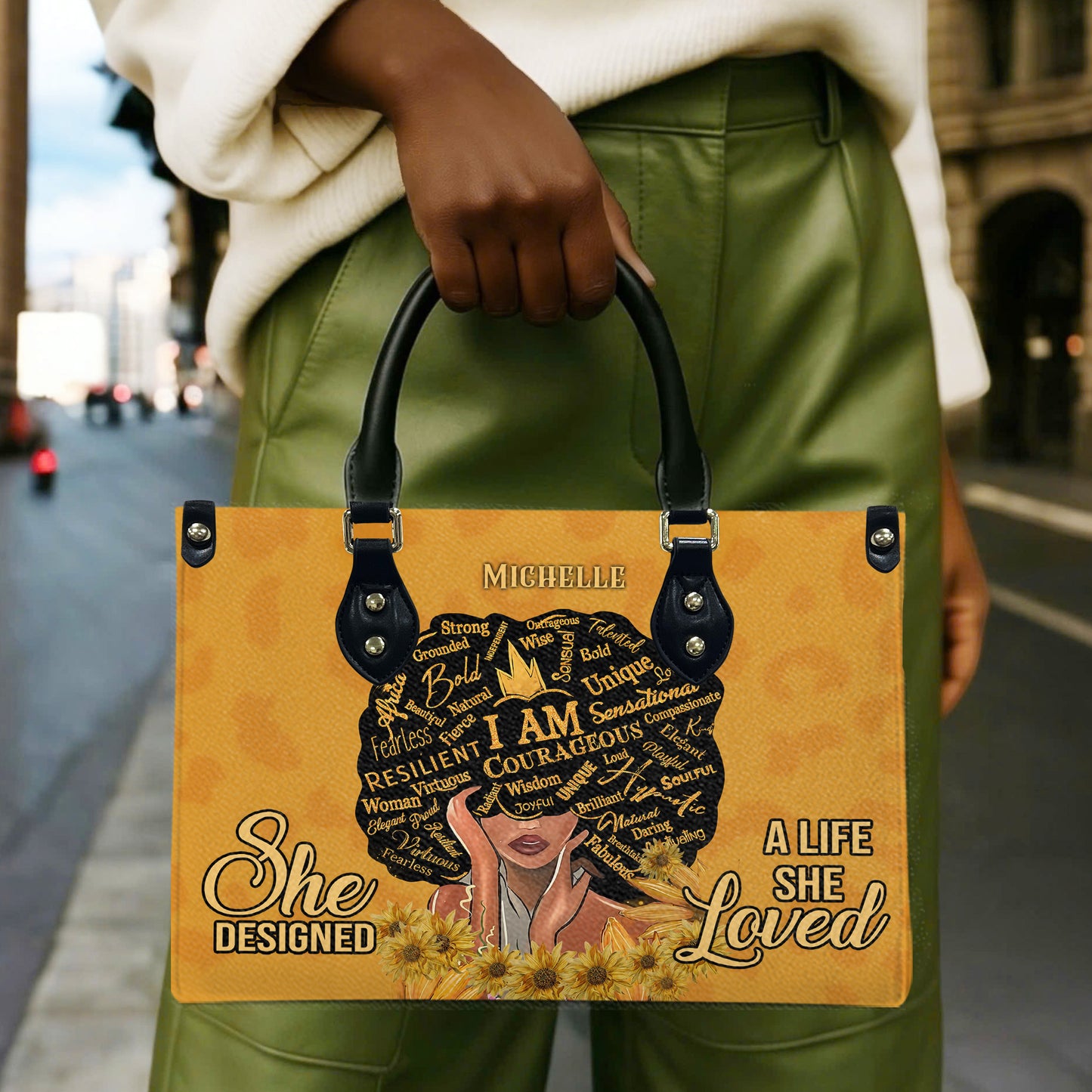 She Designed A Life She Loved (Leopard) - Personalized Leather Handbag YA1-Ha