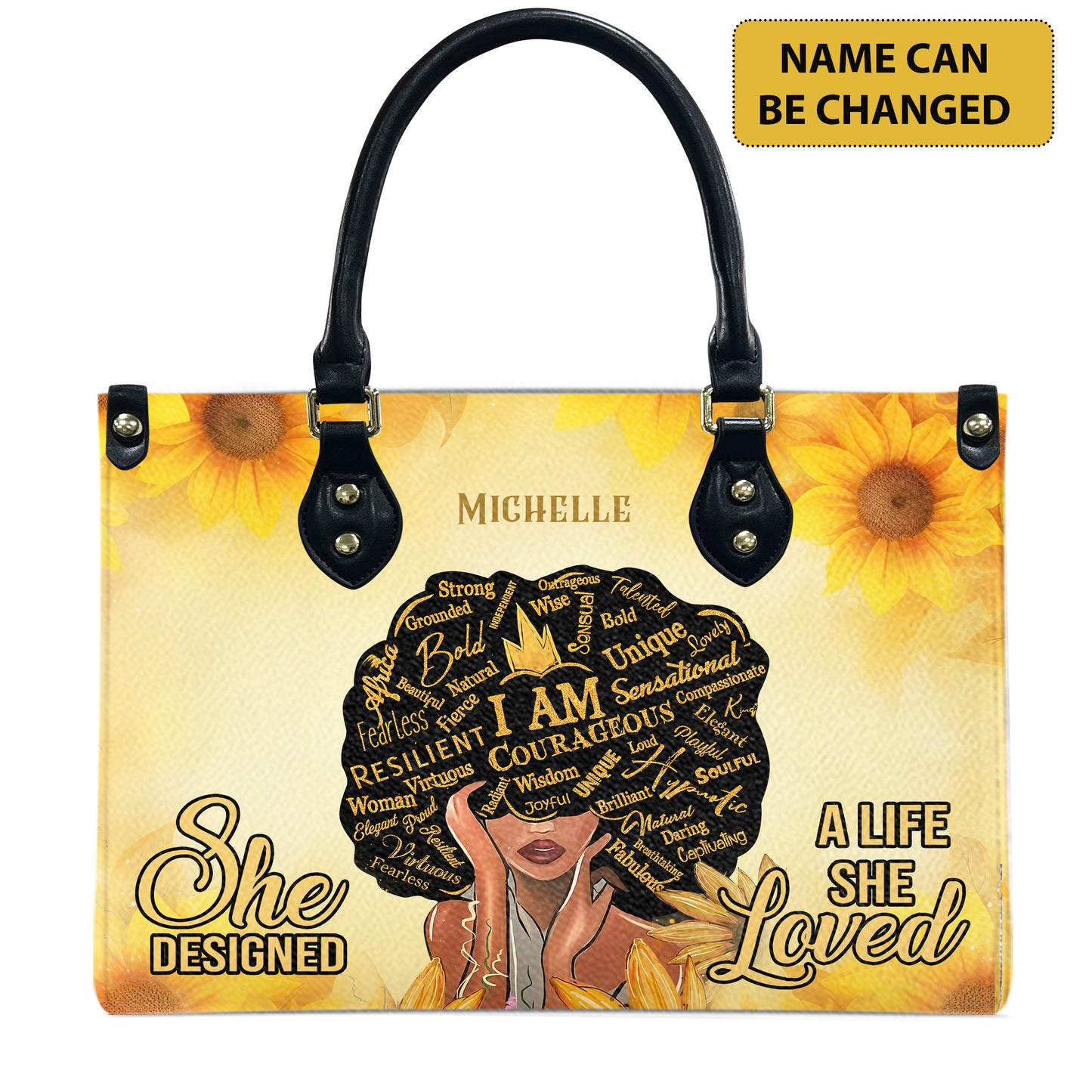 She Designed A Life She Loved (Sunflower) - Personalized Leather Handbag YA1-Ha