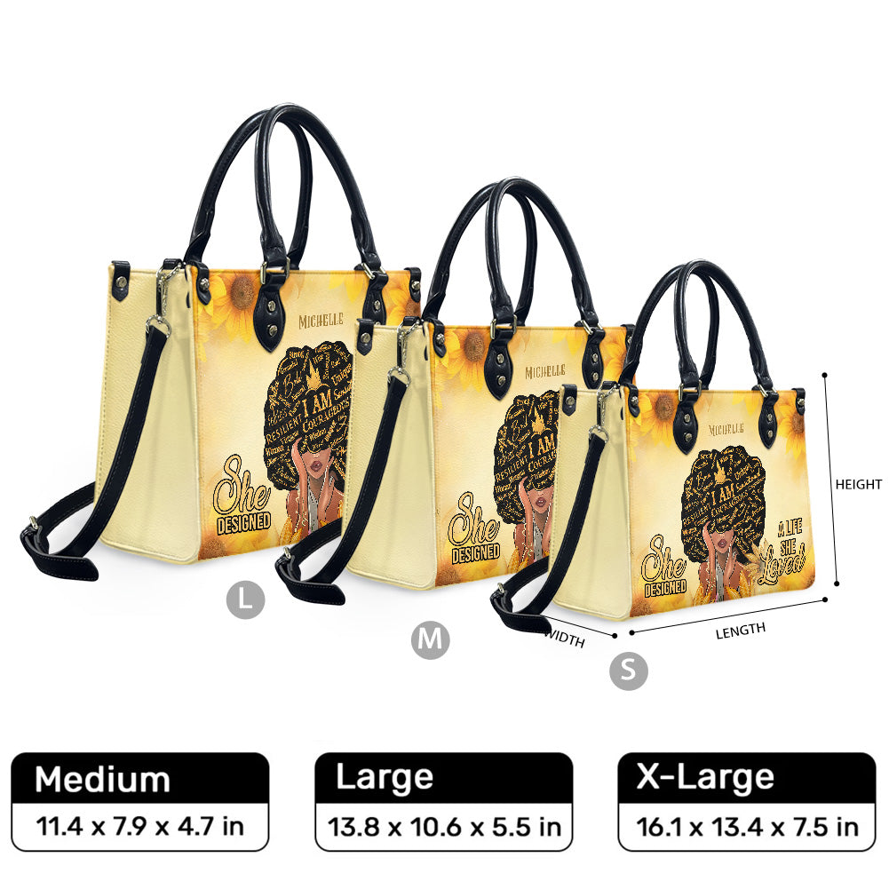 She Designed A Life She Loved (Sunflower) - Personalized Leather Handbag YA1-Ha