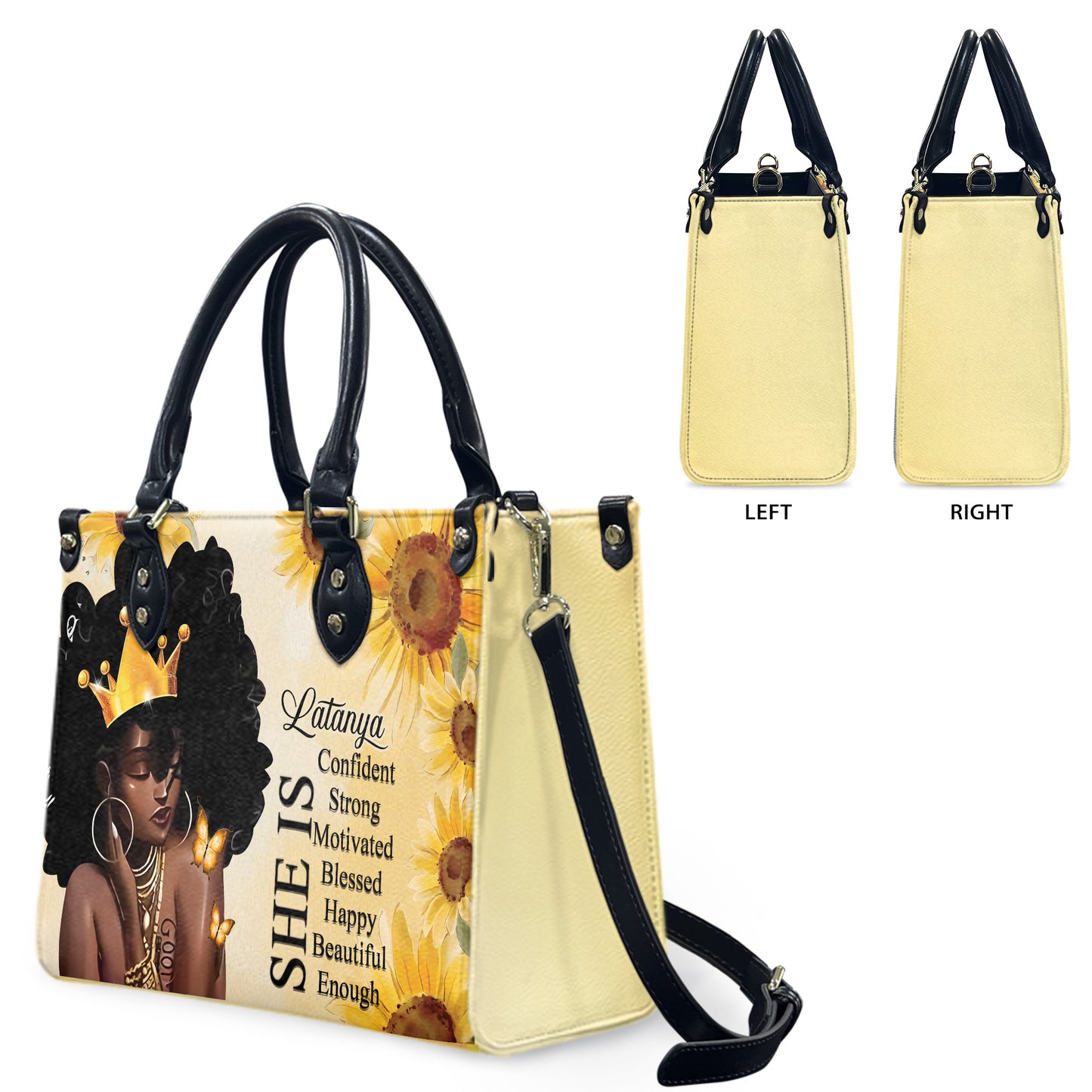 She Is (Sunflower) - Personalized Leather Handbag YA1-Ha