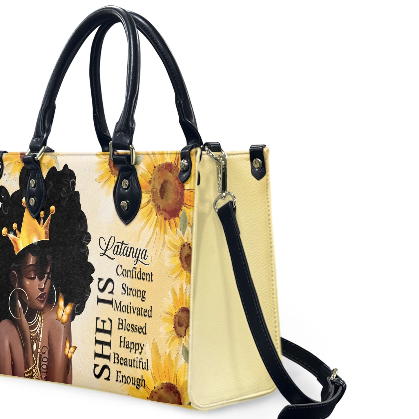 She Is (Sunflower) - Personalized Leather Handbag YA1-Ha