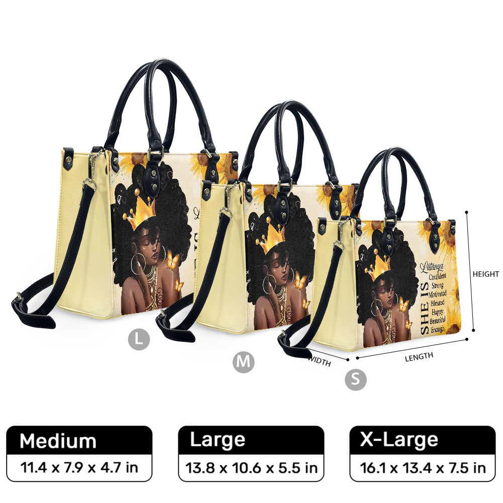 She Is (Sunflower) - Personalized Leather Handbag YA1-Ha
