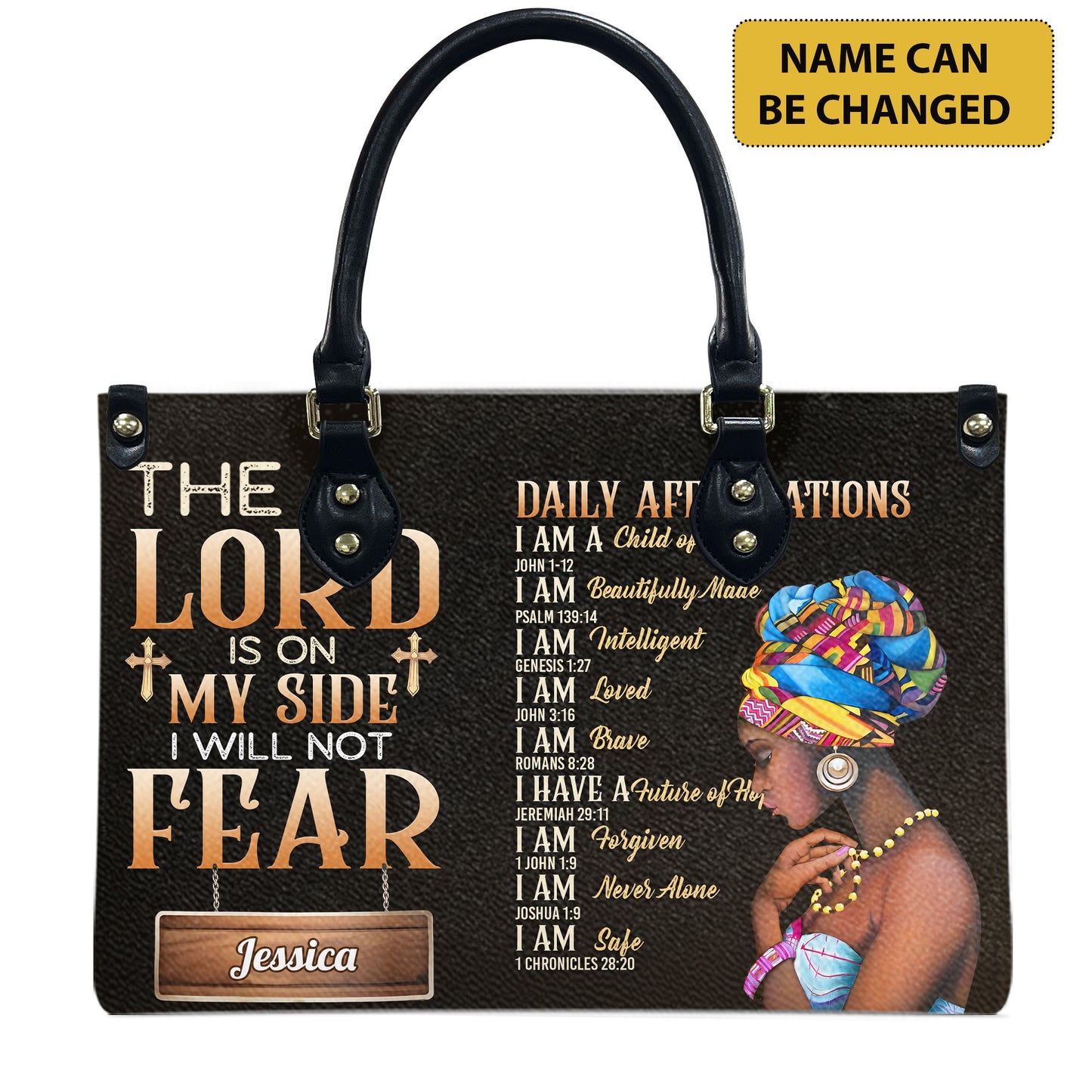 The Lord Is On My Side I Will Not Fear (Dark Brown) - Personalized Leather Handbag YA1-Ha