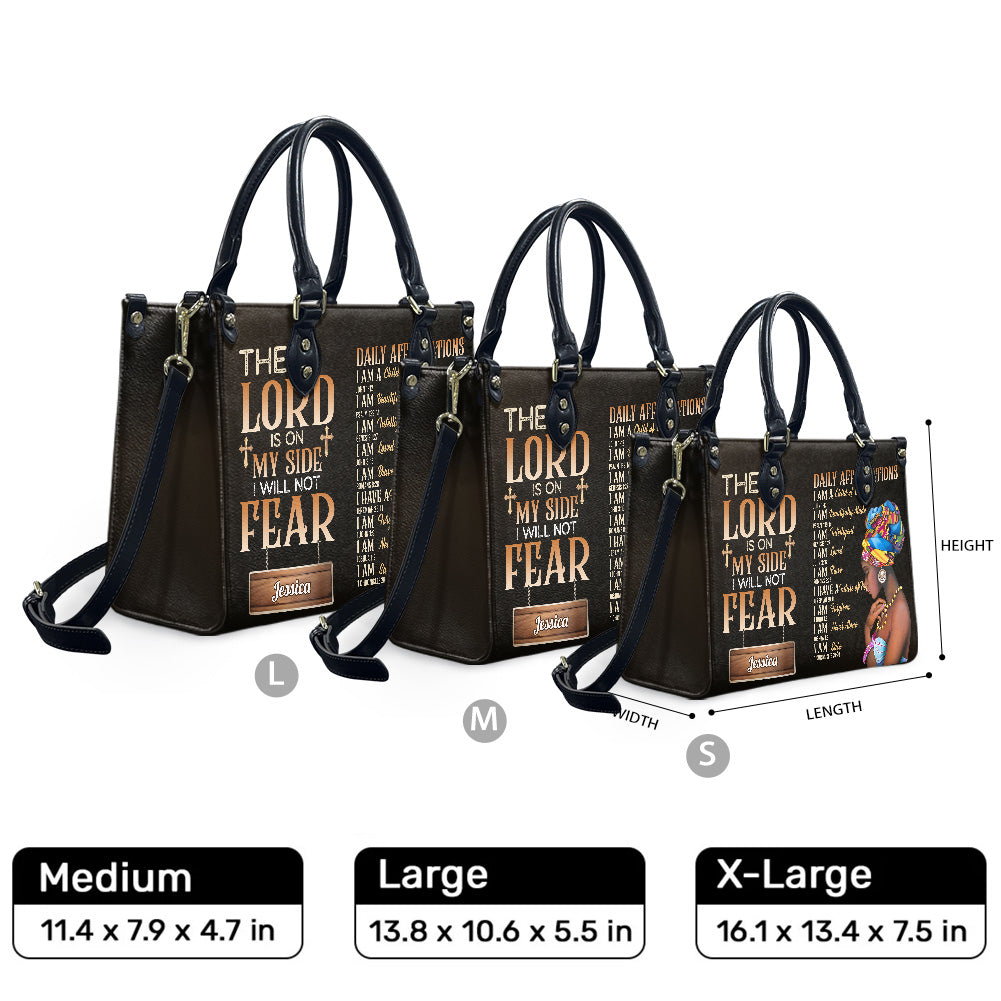 The Lord Is On My Side I Will Not Fear (Dark Brown) - Personalized Leather Handbag YA1-Ha