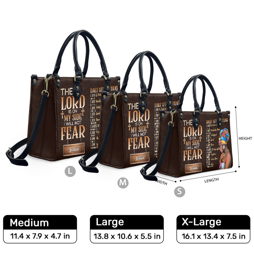The Lord Is On My Side I Will Not Fear (Wood Brown) - Personalized Leather Handbag YA1-Ha