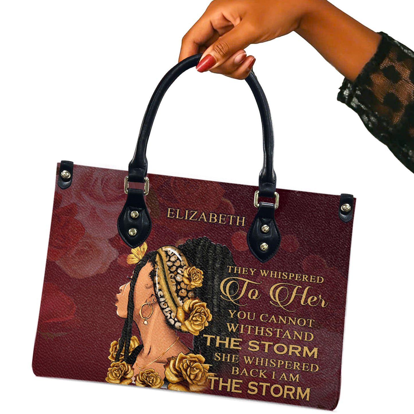 They Whispered To Her (Maroon 1) - Personalized Leather Handbag YA1-Ha