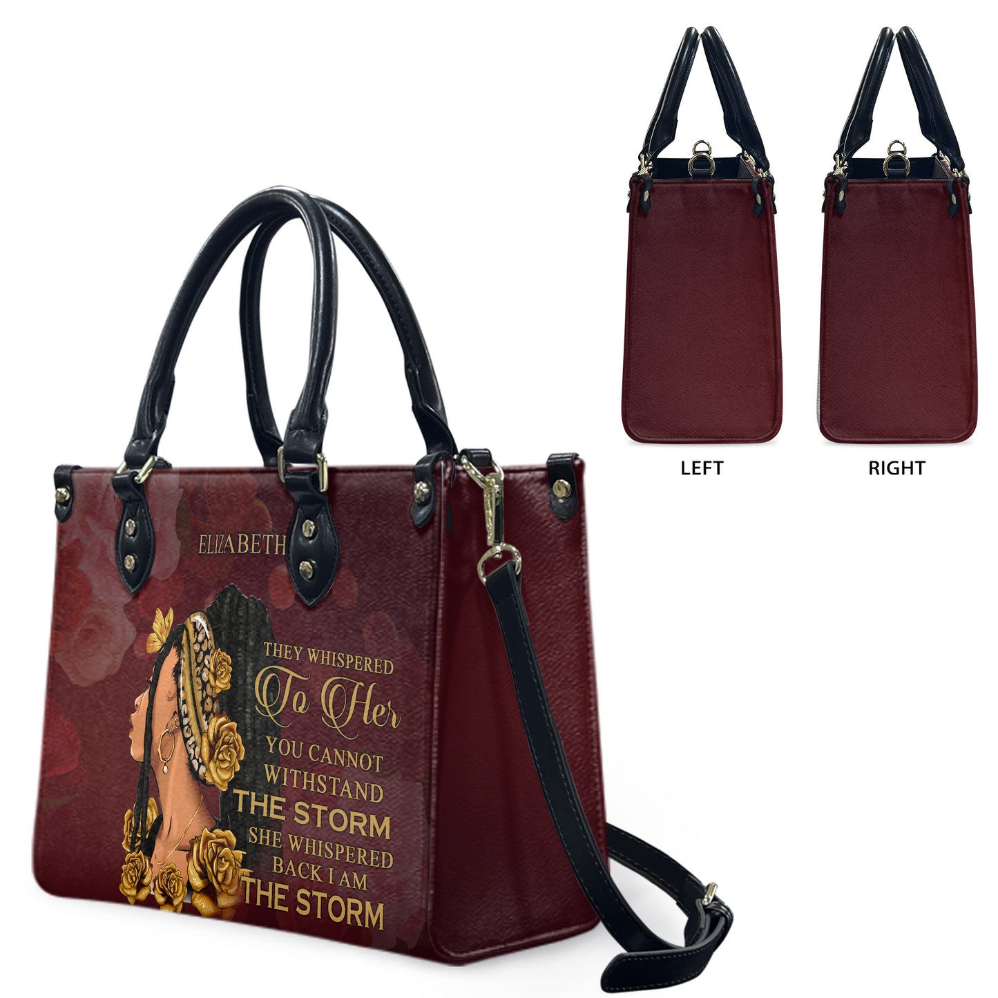 They Whispered To Her (Maroon 1) - Personalized Leather Handbag YA1-Ha