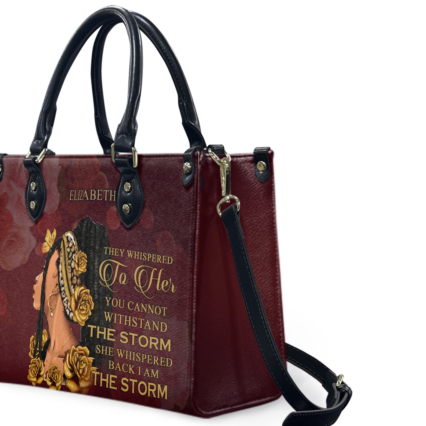 They Whispered To Her (Maroon 1) - Personalized Leather Handbag YA1-Ha