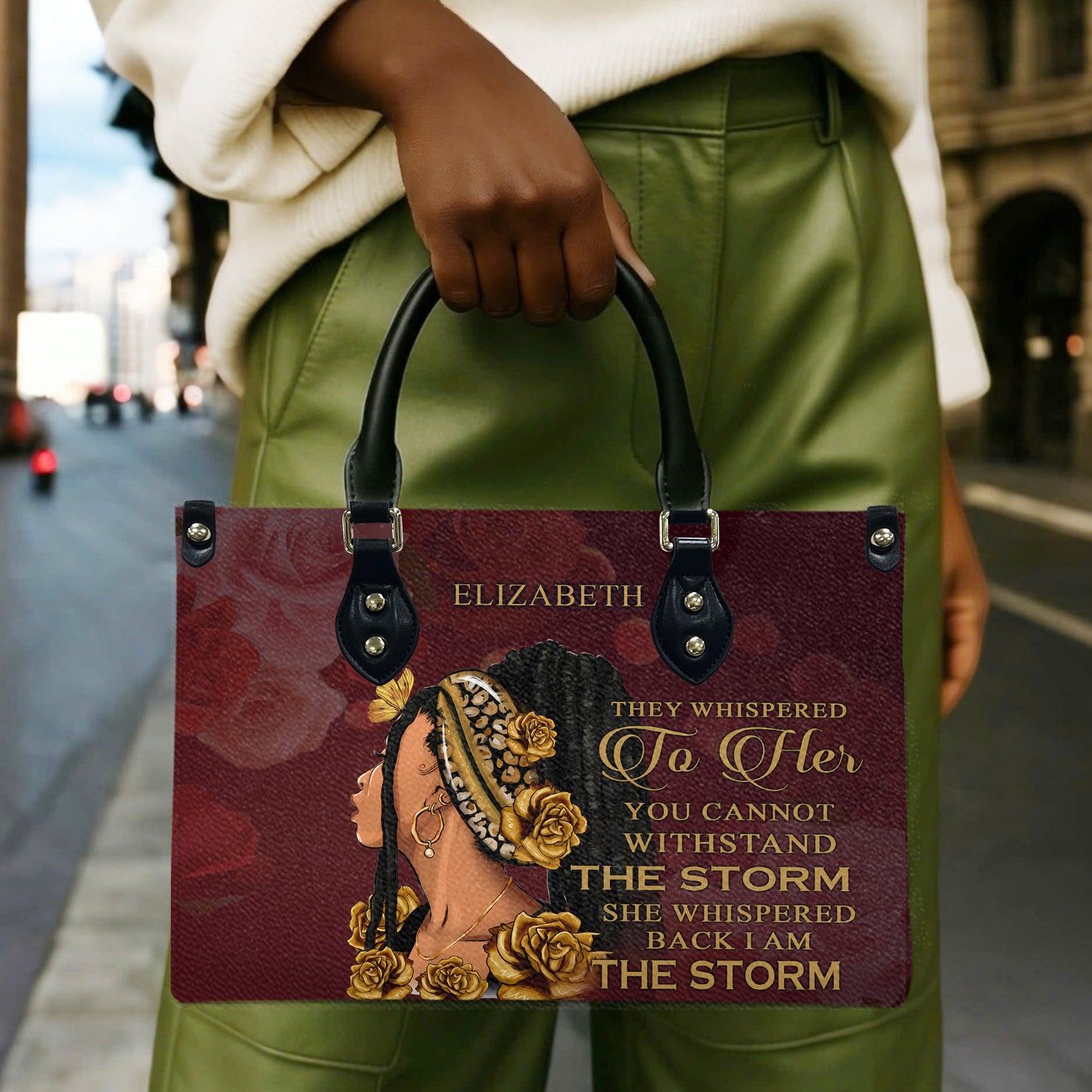 They Whispered To Her (Maroon 1) - Personalized Leather Handbag YA1-Ha