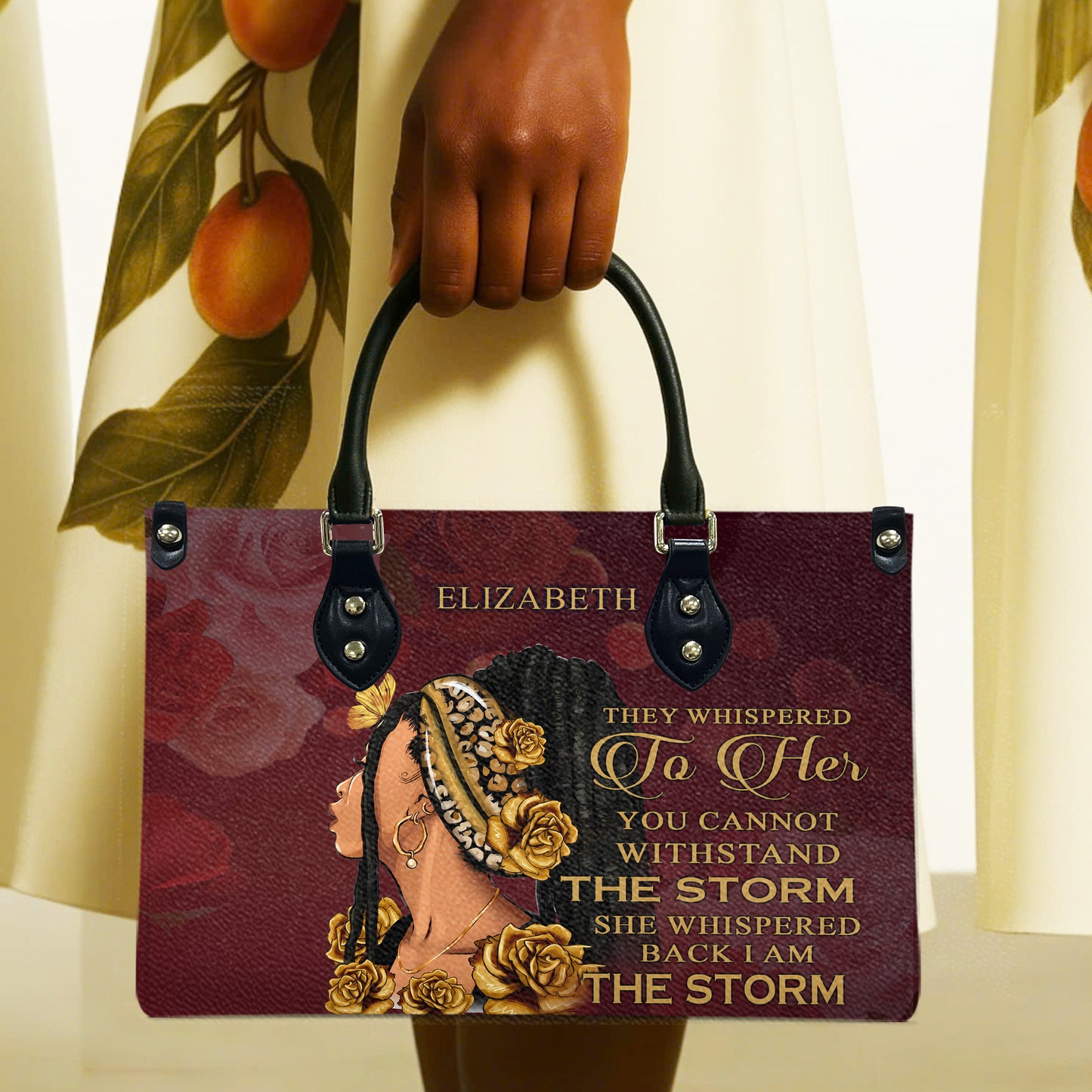 They Whispered To Her (Maroon 1) - Personalized Leather Handbag YA1-Ha