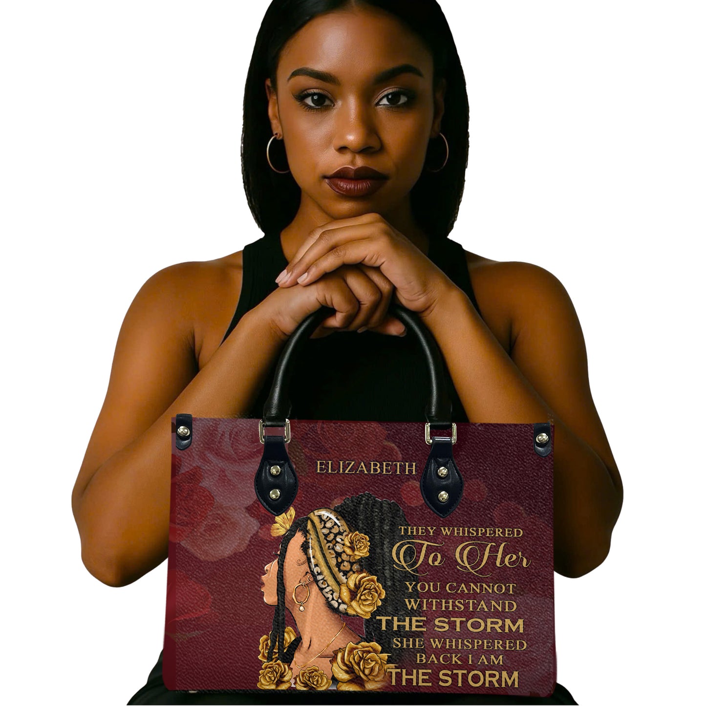 They Whispered To Her (Maroon 1) - Personalized Leather Handbag YA1-Ha