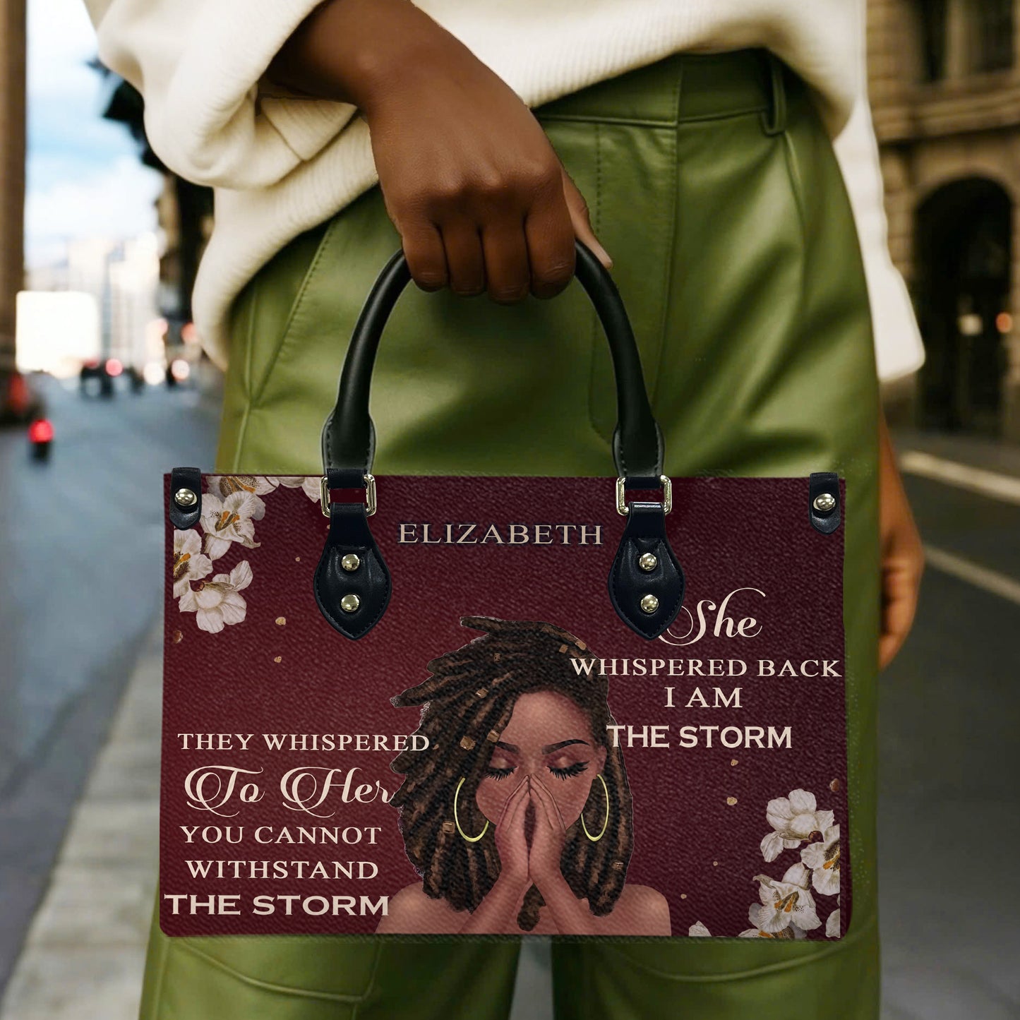 They Whispered To Her (Maroon 2) - Personalized Leather Handbag YA1-Ha