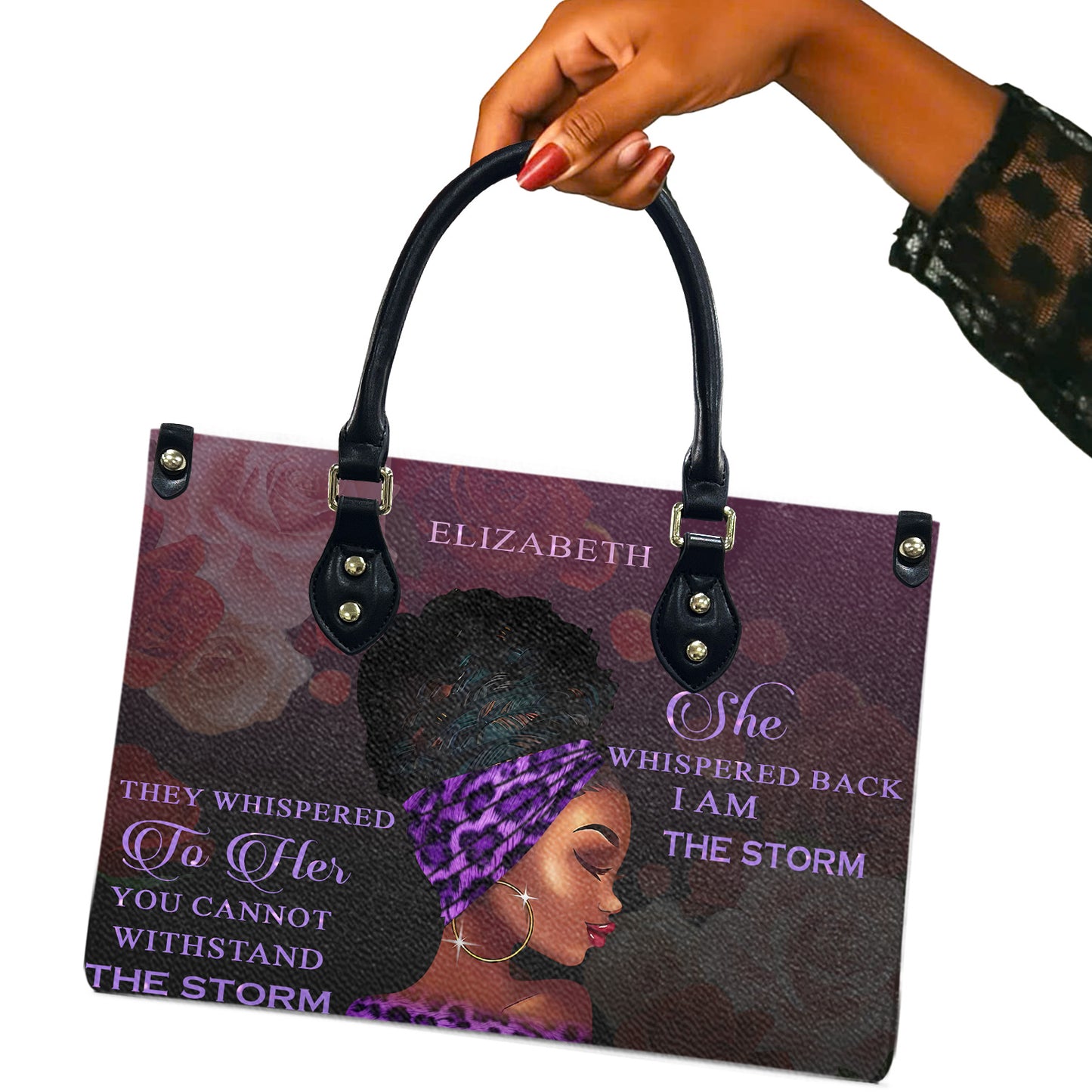 They Whispered To Her (Purple 1) - Personalized Leather Handbag YA1-Ha