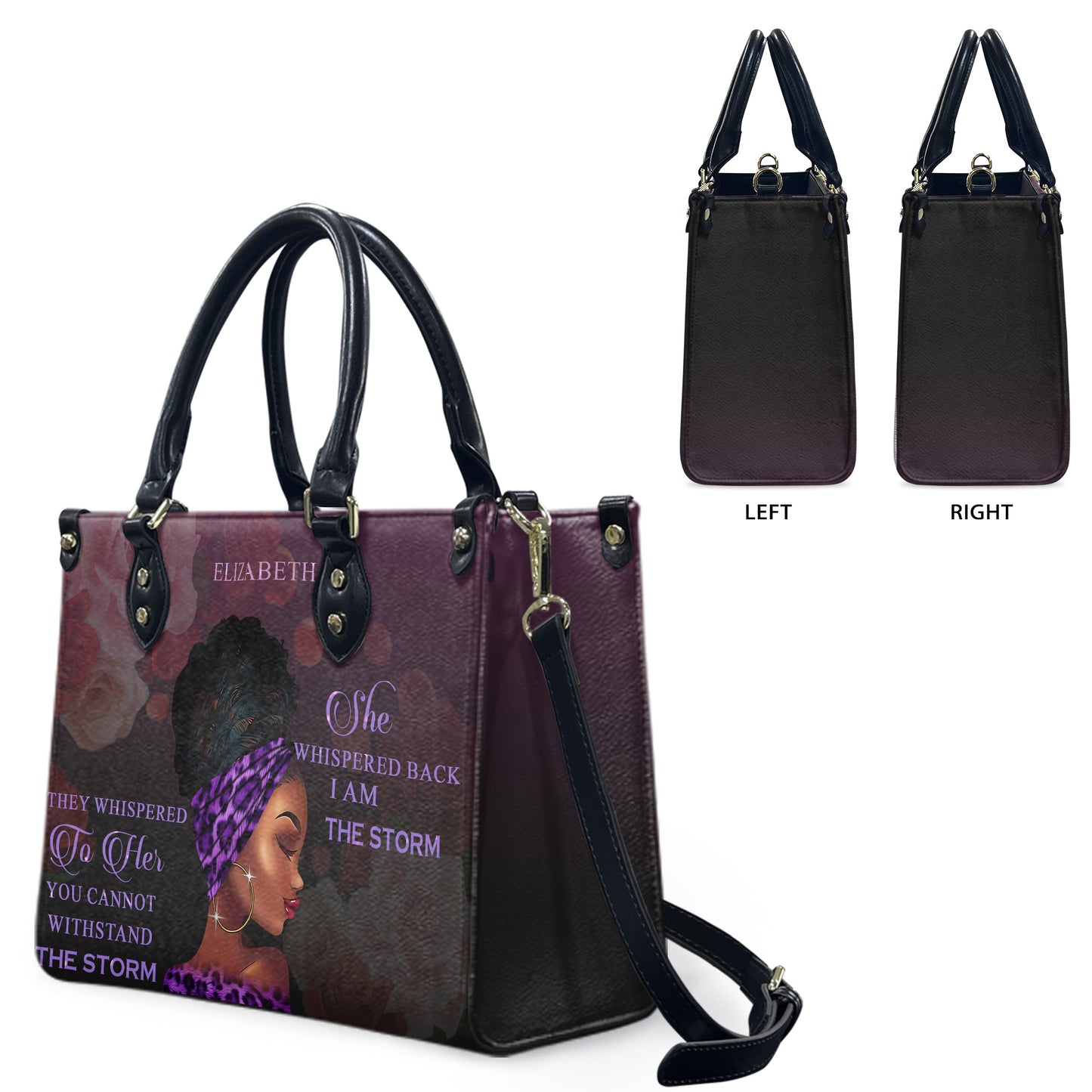 They Whispered To Her (Purple 1) - Personalized Leather Handbag YA1-Ha