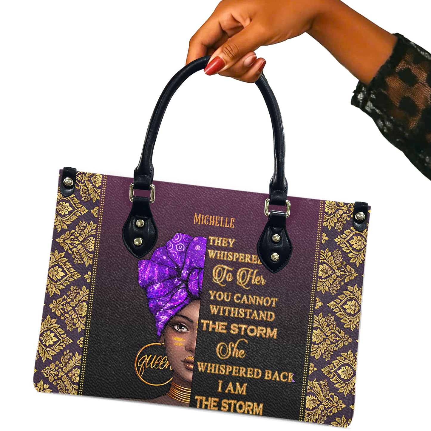 They Whispered To Her (Purple 2) - Personalized Leather Handbag YA1-Ha